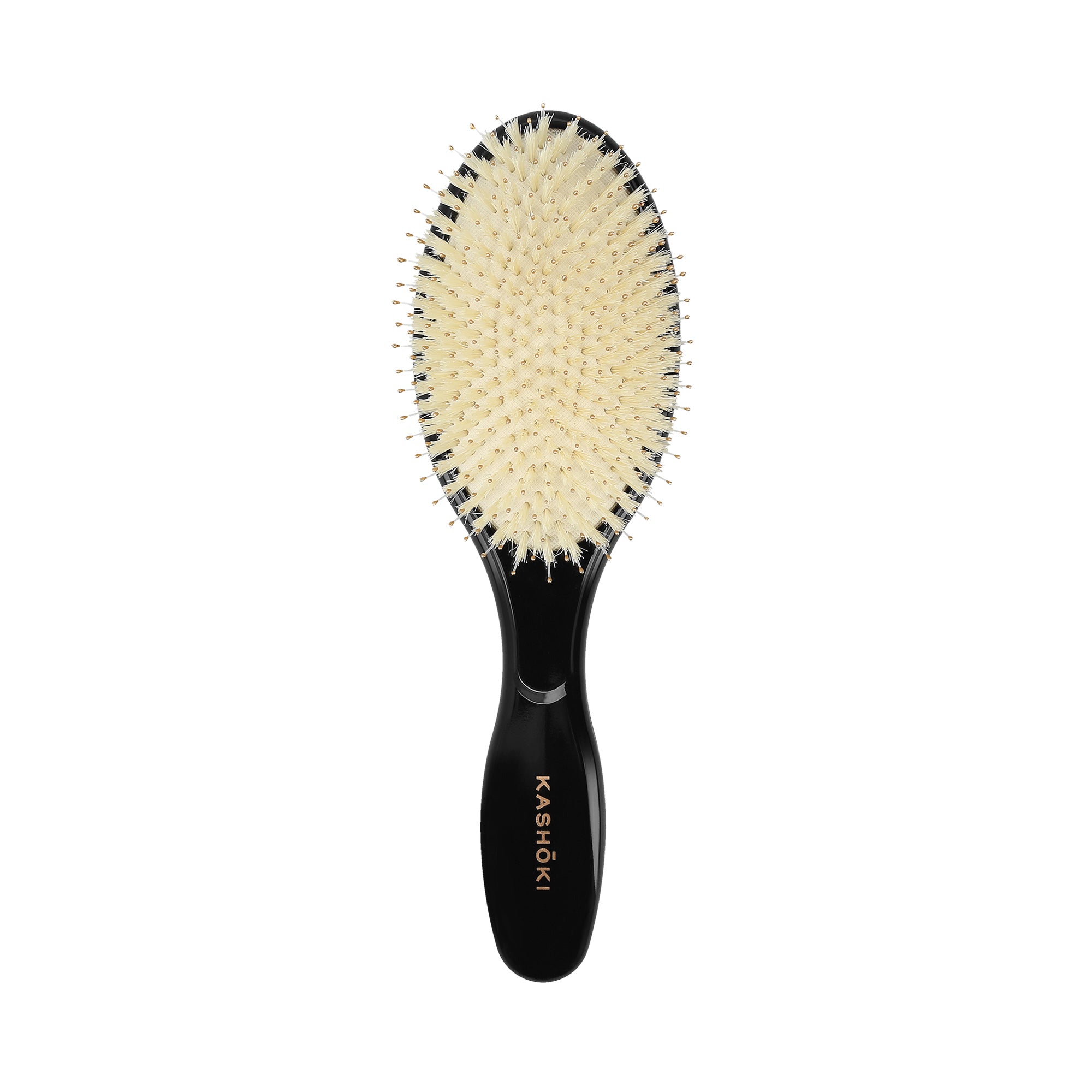 Kashōki Smooth White Detangler Groß Oval Haarbürste Mit Weißen Wildschweinborsten 