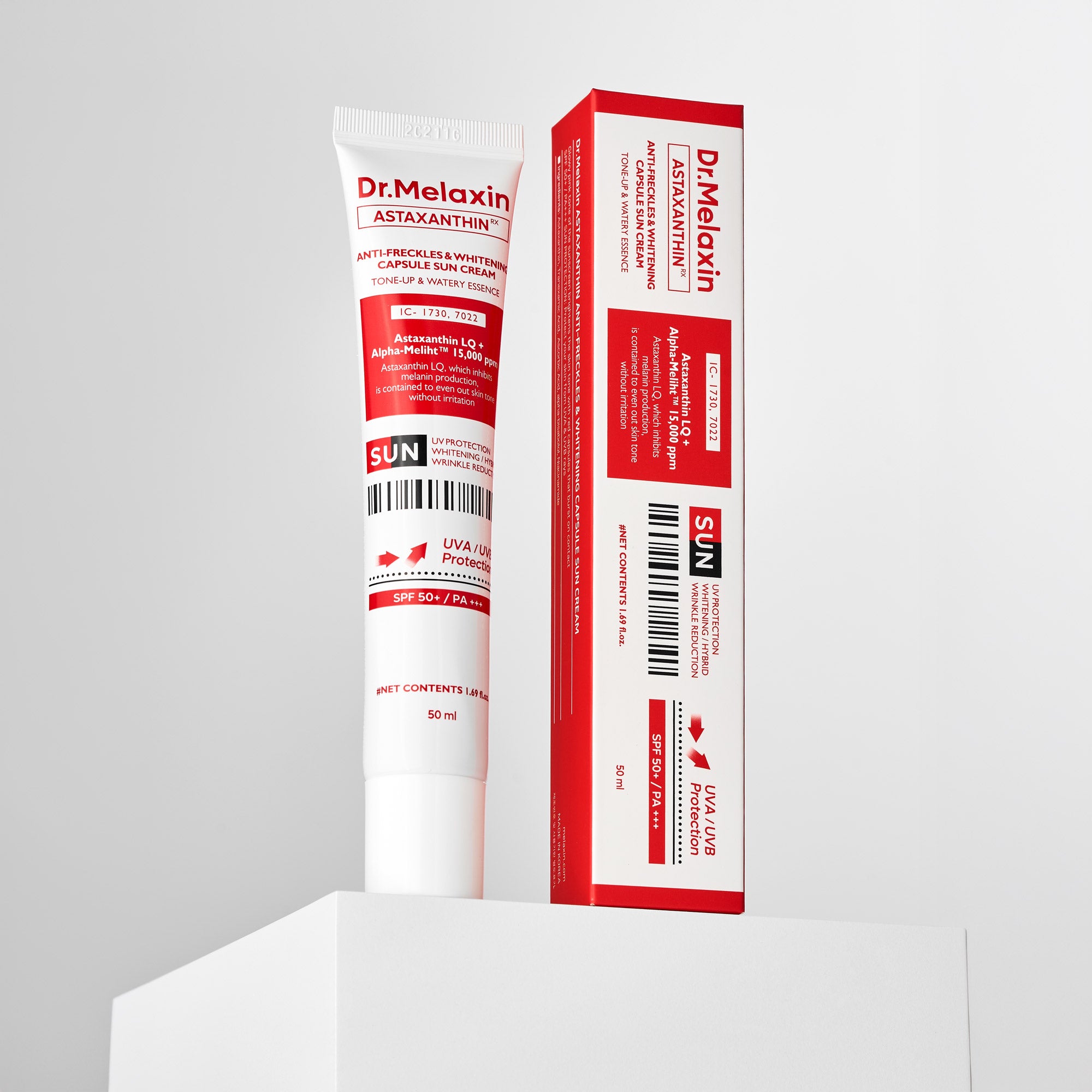 DR. MELAXIN Capsules anti-taches et éclaircissantes à l'astaxanthine SPF50+ / PA+++ - Crème solaire teintée pour les taches pigmentaires 50 ml #3