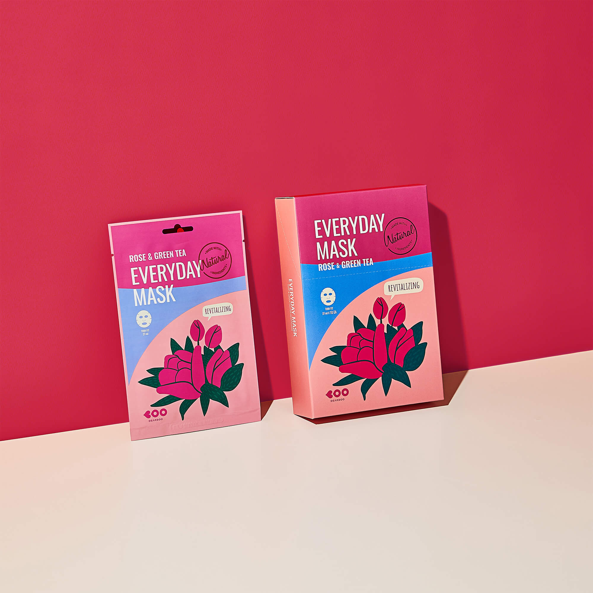 DEARBOO EVERYDAY ROSE&GREEN TEA Masque en tissu revitalisant 27 ml #5