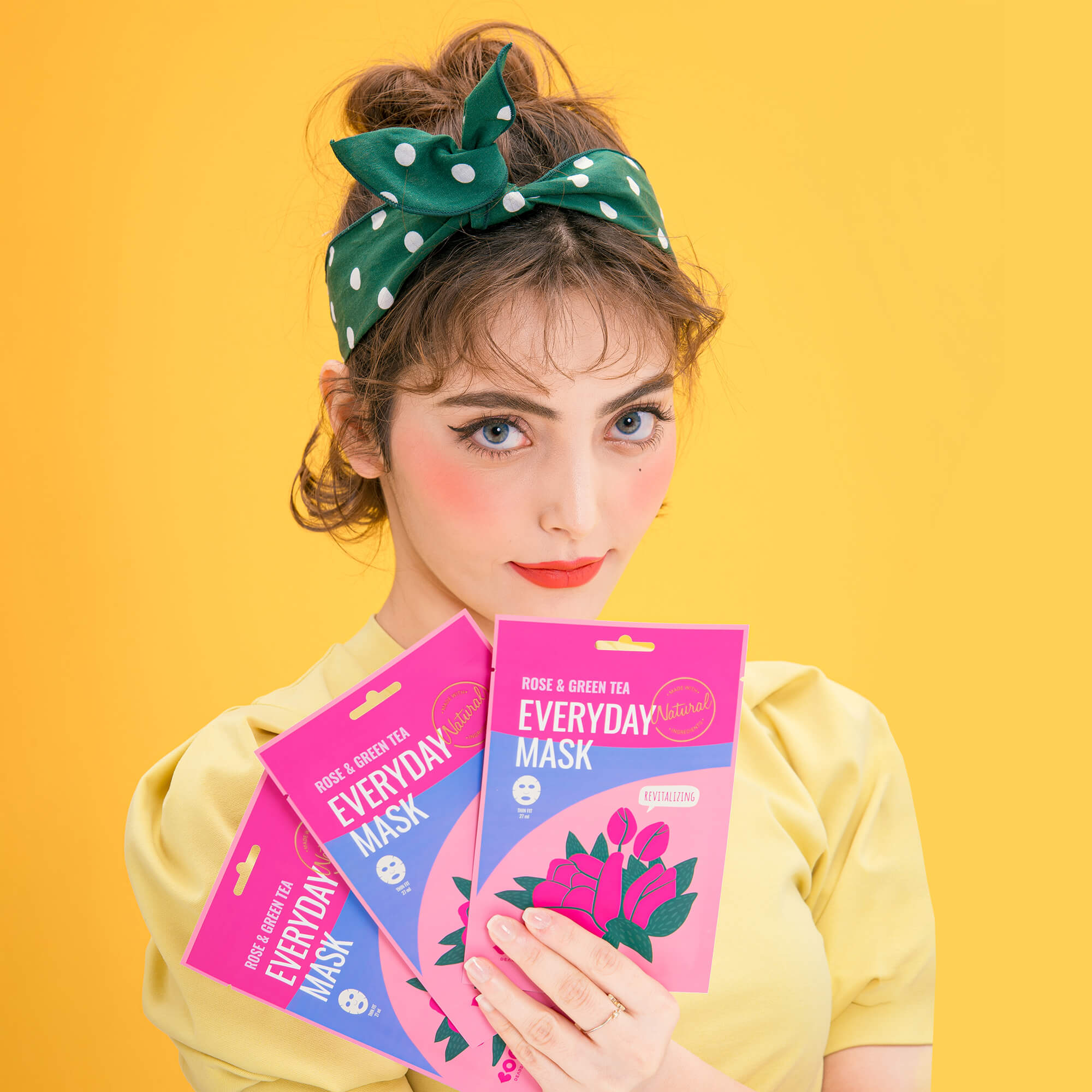 DEARBOO EVERYDAY ROSE&GREEN TEA Masque en tissu revitalisant 27 ml #3