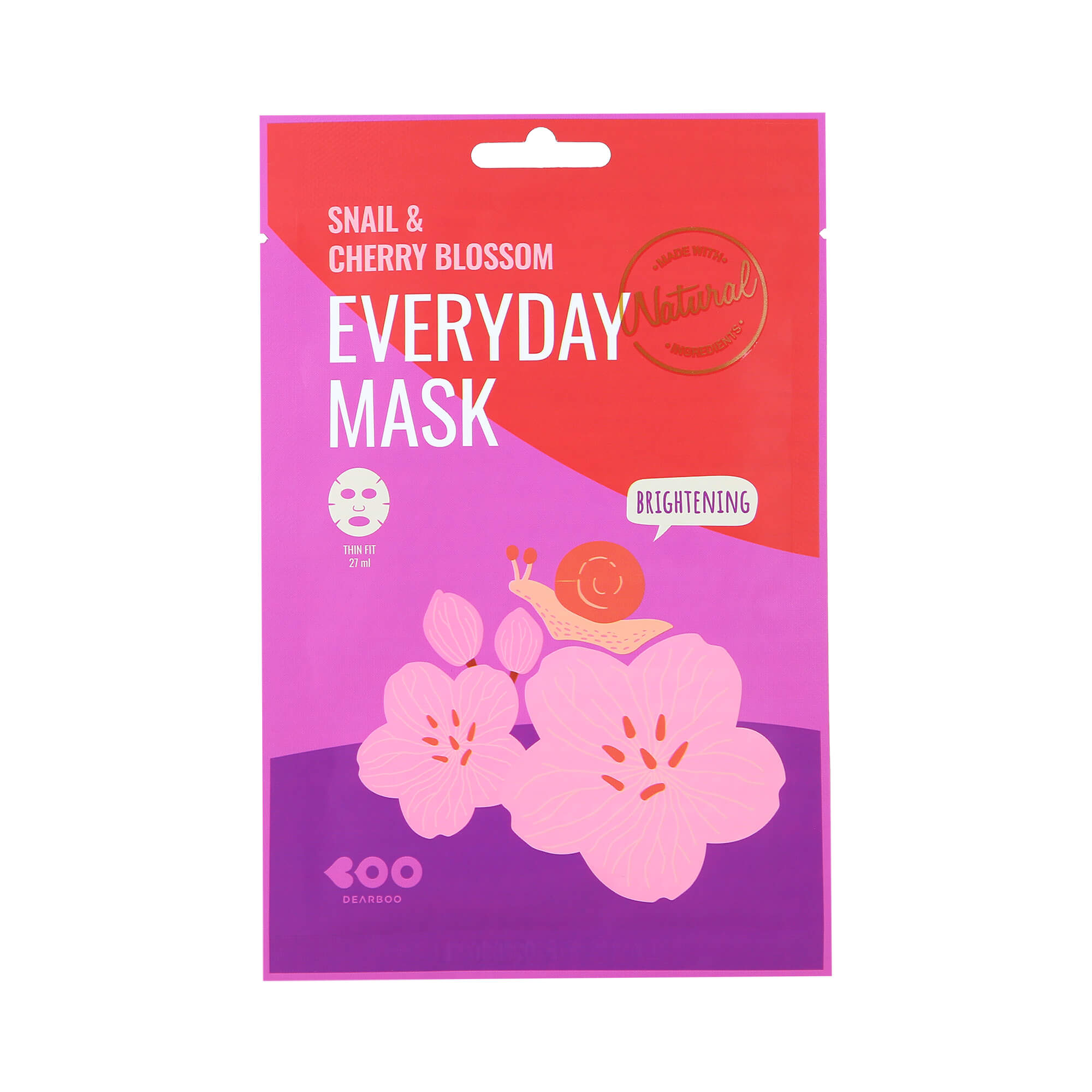 DEARBOO EVERYDAY  Masque en tissu éclaircissant Escargot et fleur de cerisier 27 ml