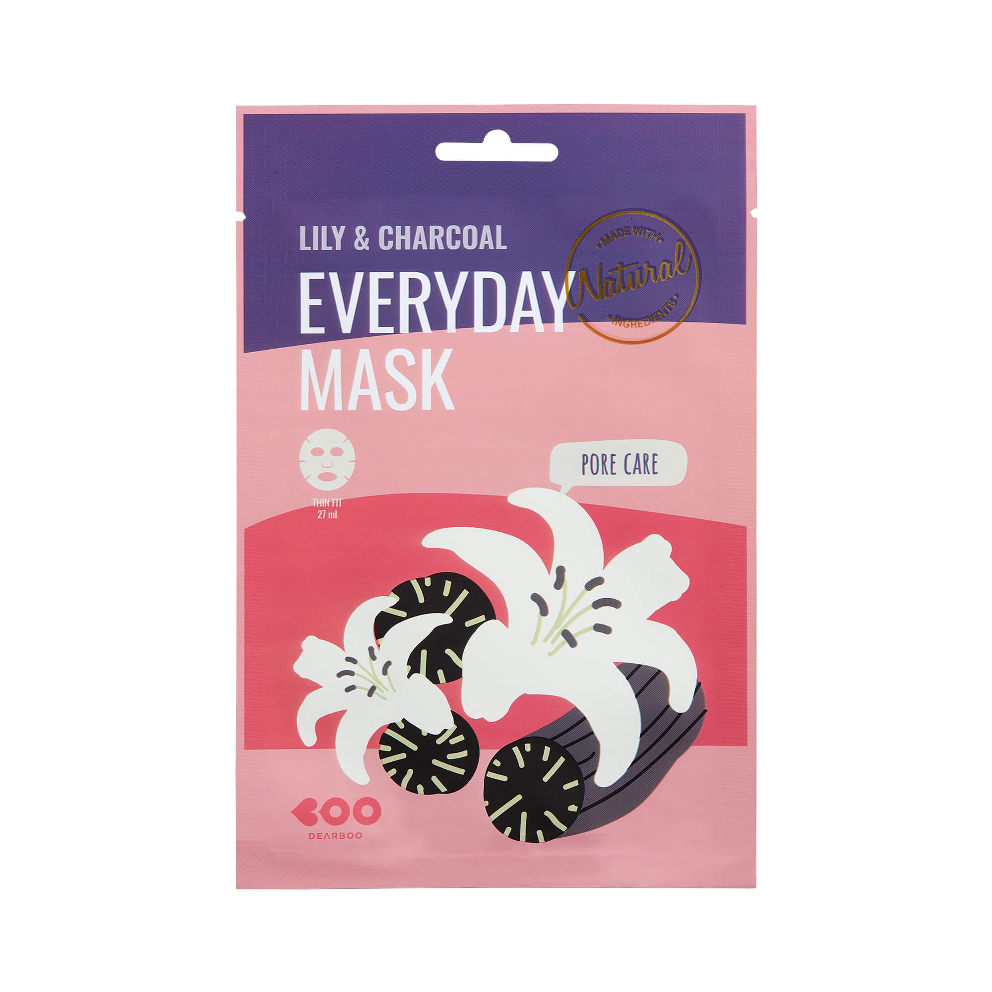 DEARBOO EVERYDAY LILY&CHARCOAL Masque en tissu resserrant les pores 27 ml