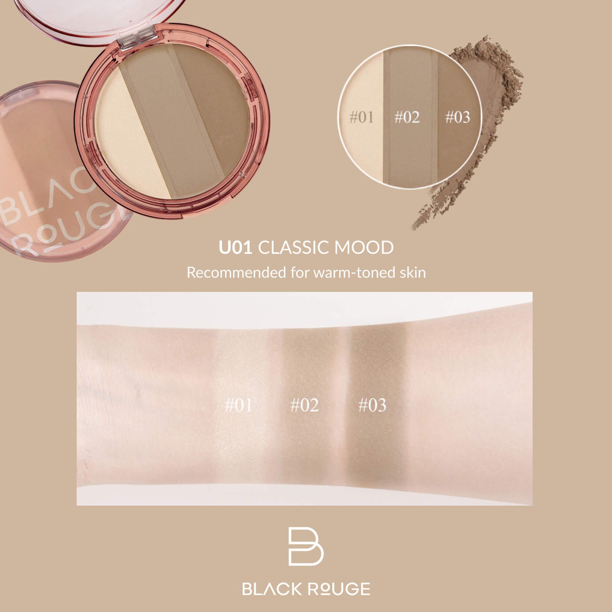 BLACK ROUGE UPANDDOWN TRIPLE CONTOURING Paletka na konturování obličeje 10 g #2