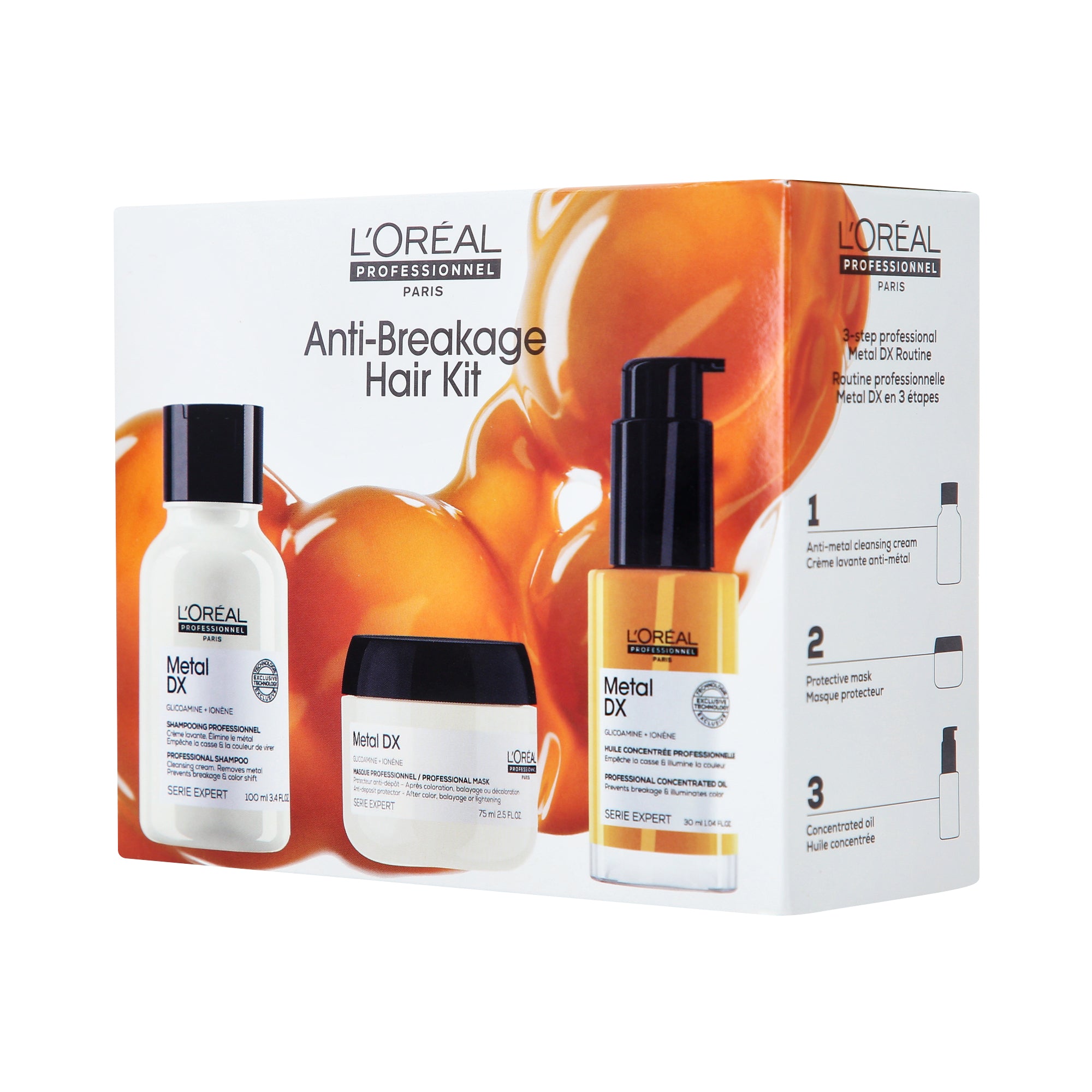 L’ORÉAL PROFESSIONNEL METAL DETOX MINI HAARSET Set für coloriertes Haar 100 ml + 75 ml + 30 ml