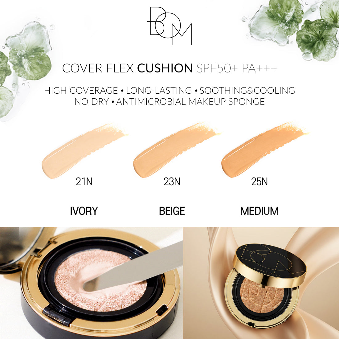 B.O.M COVER FLEX CUSHION Półmatowy mocno kryjący podkład SPF 50+ PA+++ 15 g