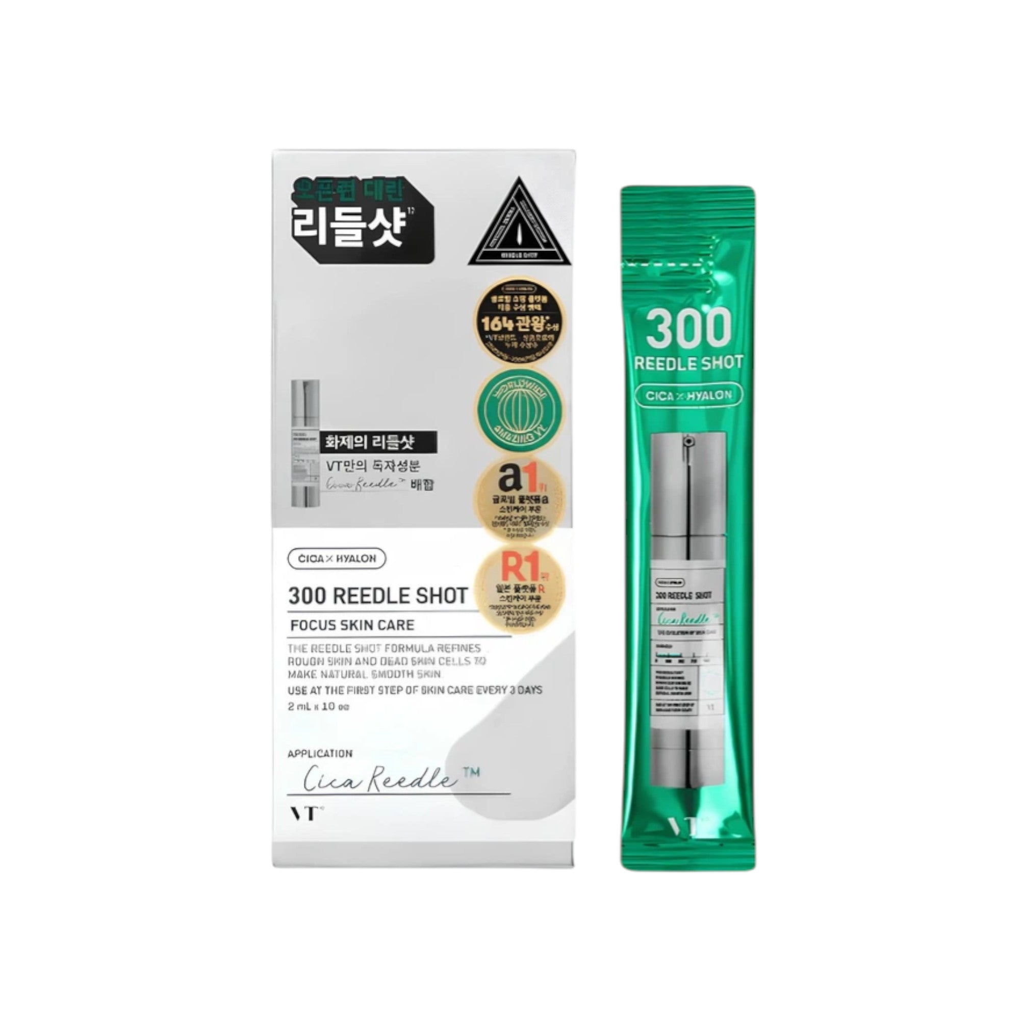 VT COSMETICS 300 REEDLE SHOT Konzentriertes Serum in Ampullen mit Centella-Asiatica-Extrakt, 10 x 2 ml