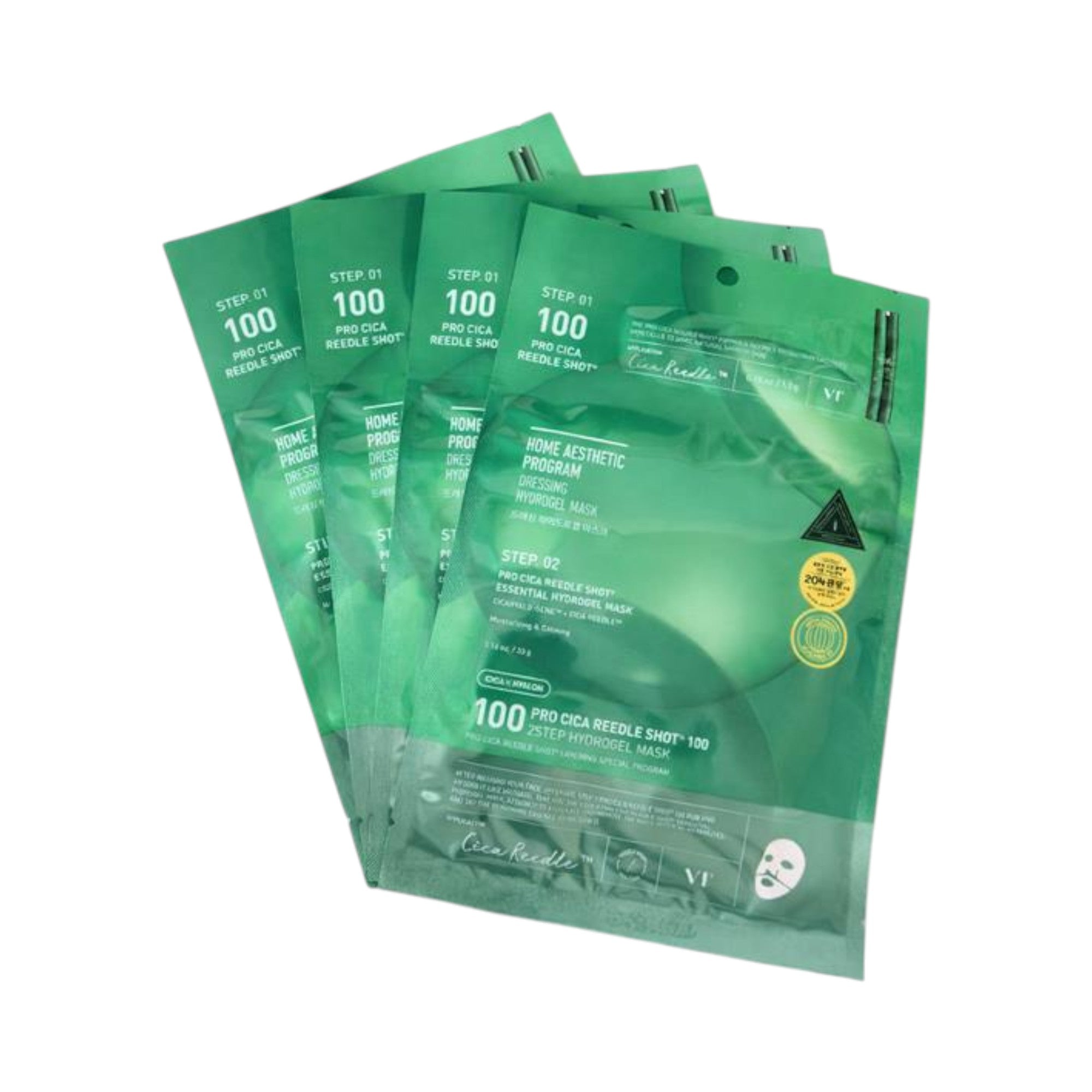 VT COSMETICS PRO CICA REEDLE SHOT 100 + HYDROGEL MASK Kojąca dwuetapowa hydrożelowa maska do twarzy z mikroigłami 4 x 33 g #2
