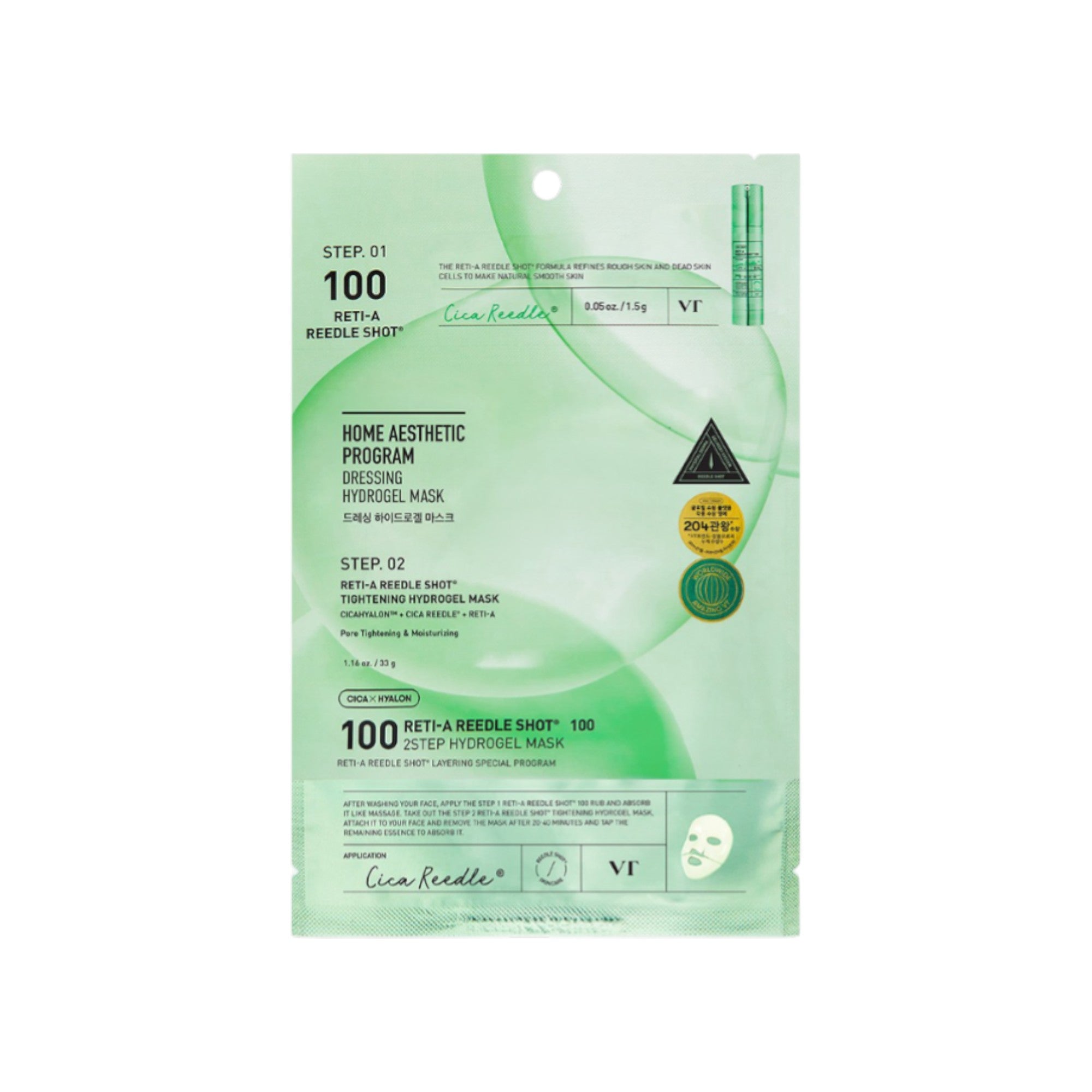 VT COSMETICS RETI-A REEDLE SHOT100 Dvoukroková vyhlazující maska s retinolem 33 g