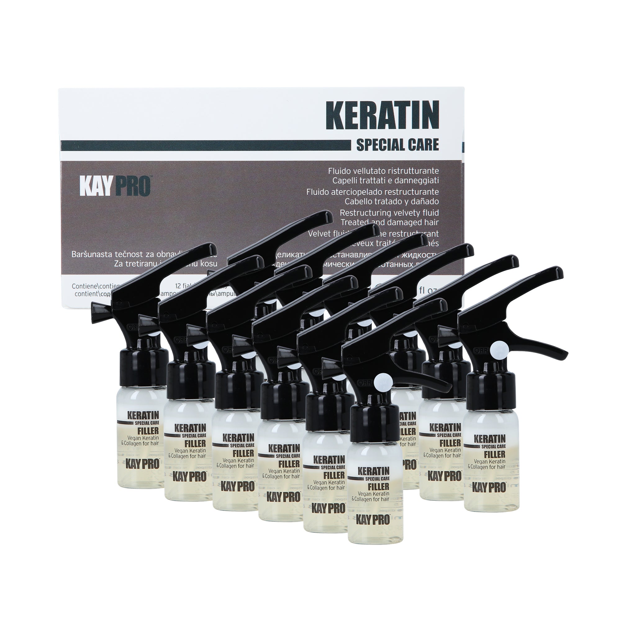 KAYPRO KERATIN FILLER REGENERIERENDE Haarampullen mit veganem Keratin und Kollagen 12 x 10 ml