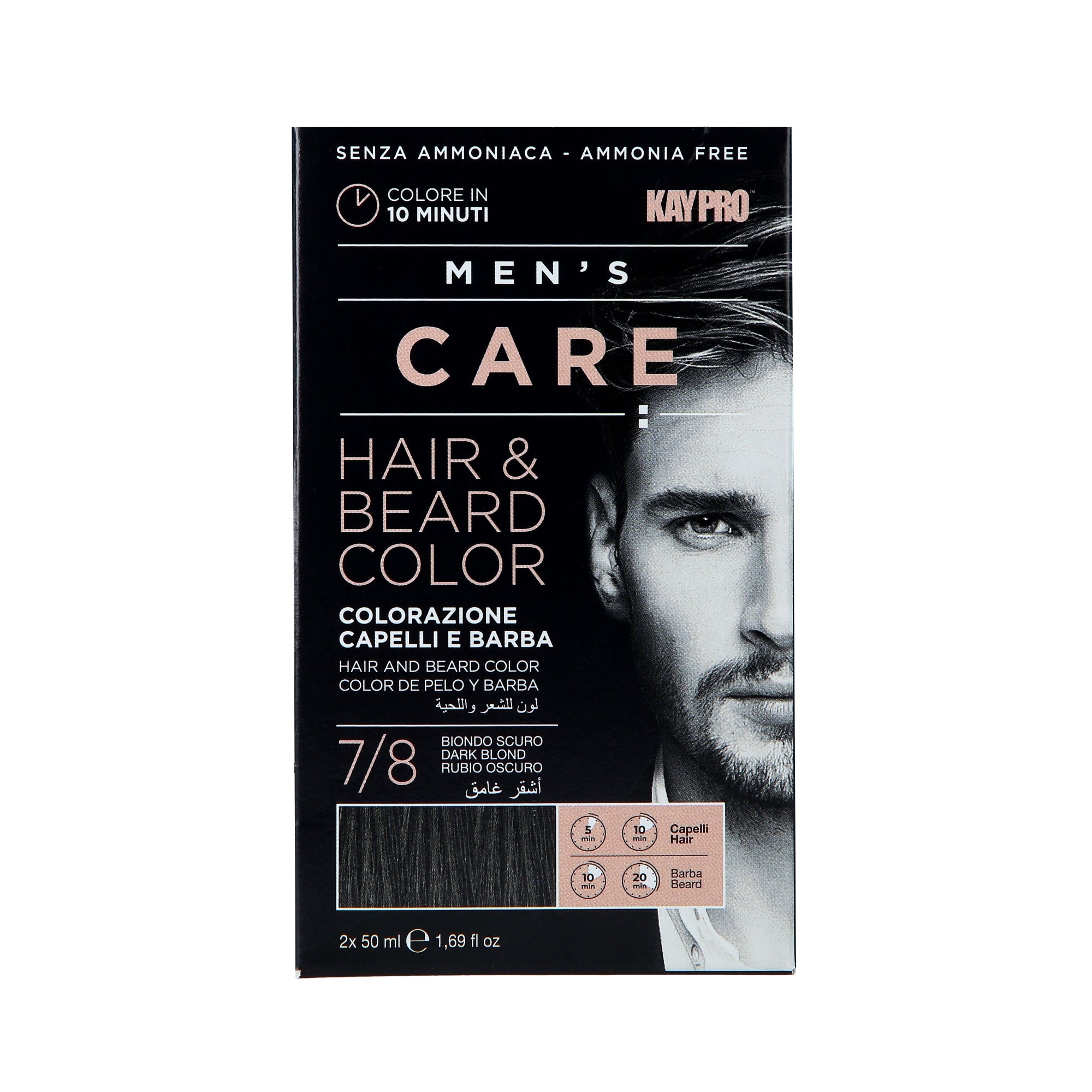 KAYPRO MEN’S CARE Anti-Grau-Pflege für Männerhaar und Bart, 7/8 Dunkelblond, 2 x 50 ml