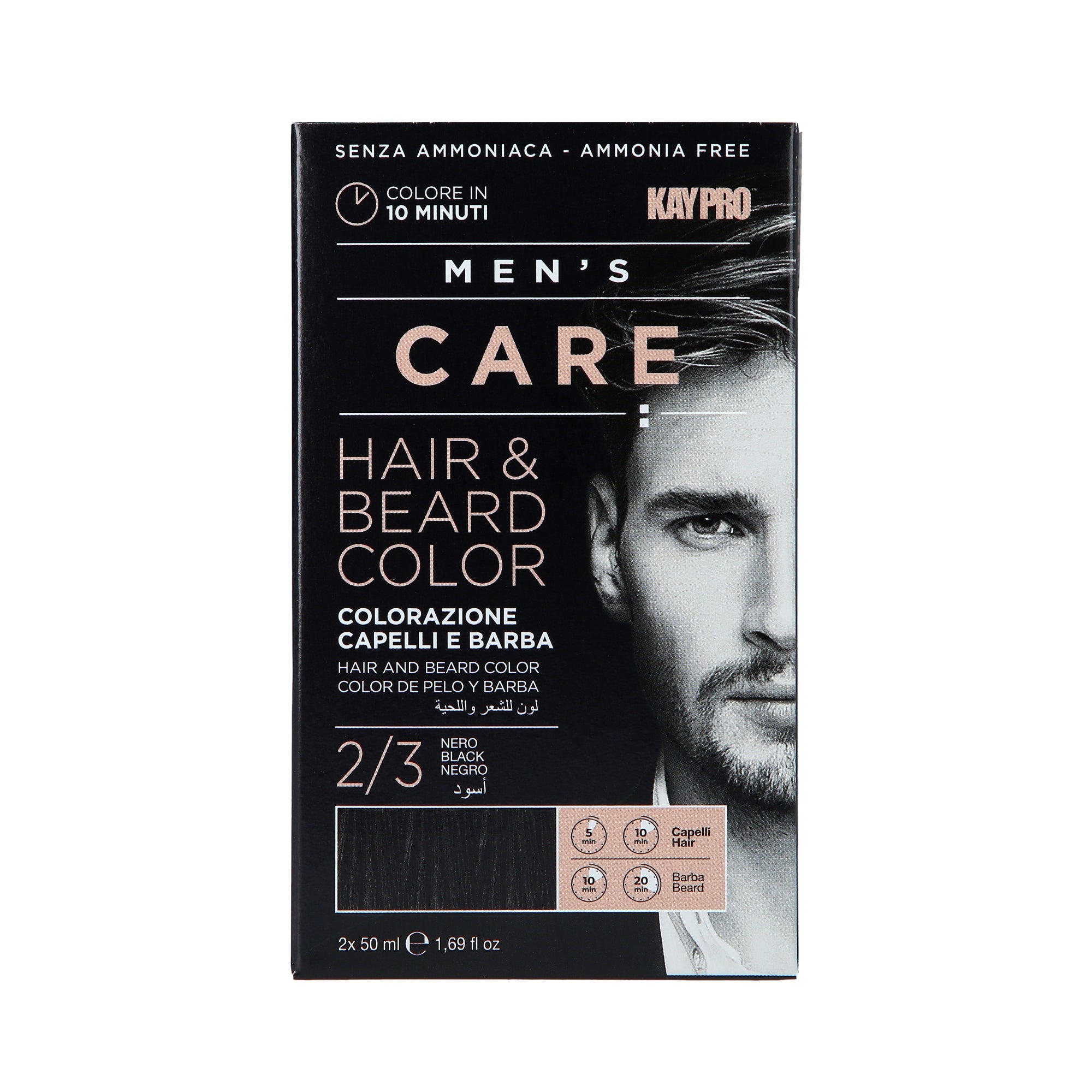 KAYPRO MEN’S CARE Anti-Grau-Pflege für Männerhaar und Bart 2/3 Schwarz 2x50 ml