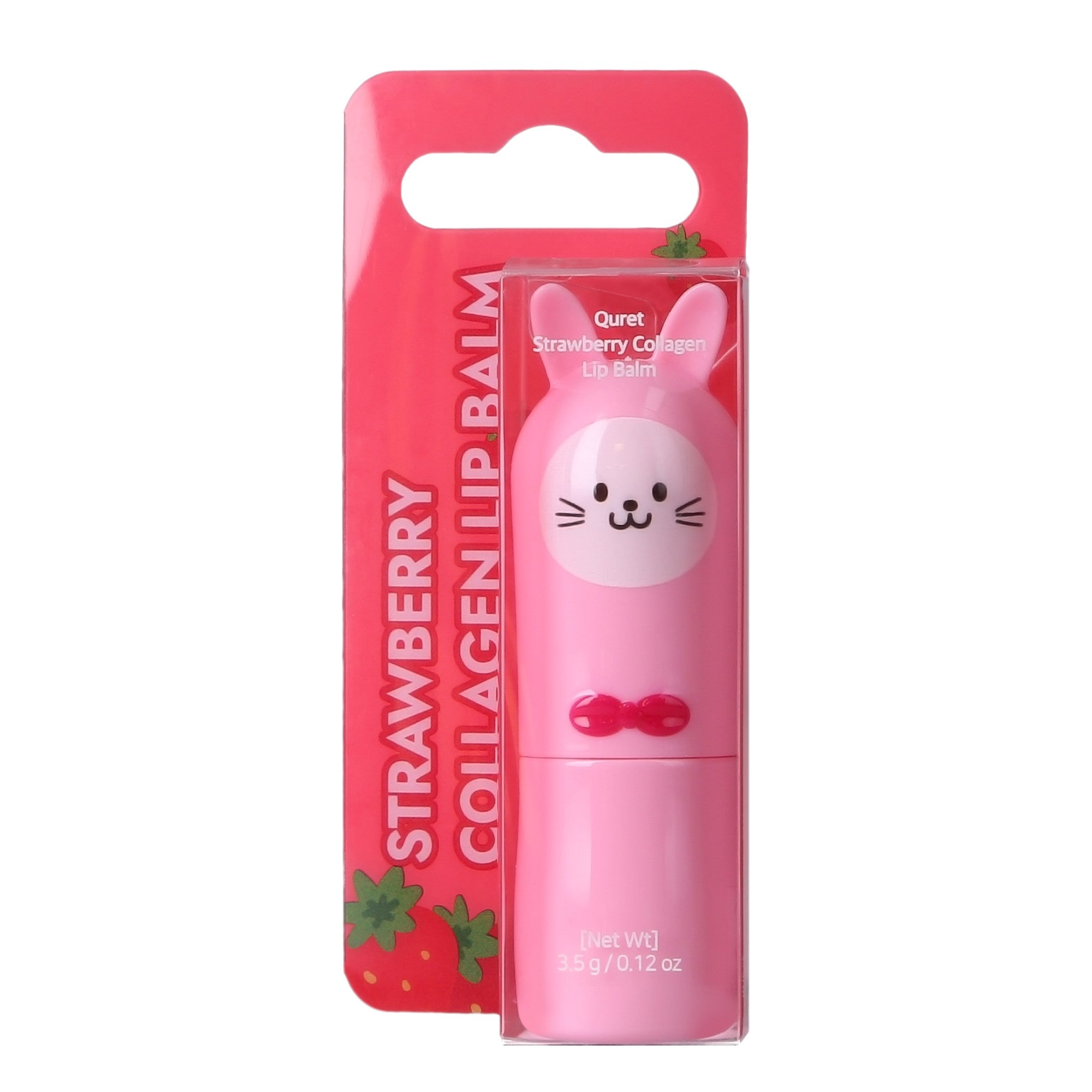 QURET Revitalisierender Lippenbalsam mit Kollagen, Erdbeere 3,5 g