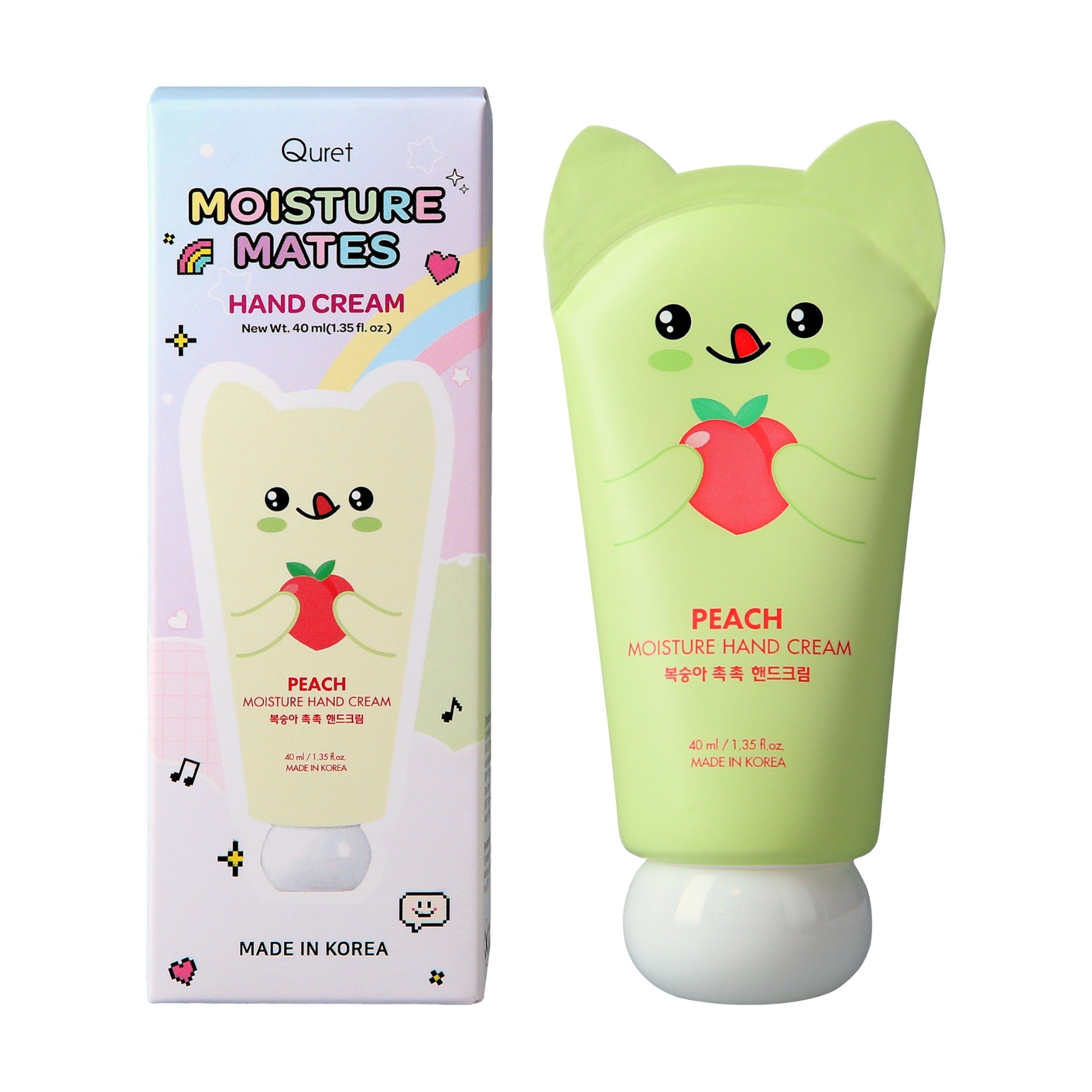 QURET Feuchtigkeitsspendende Handcreme mit Hyaluronsäure, Pfirsich 40 ml