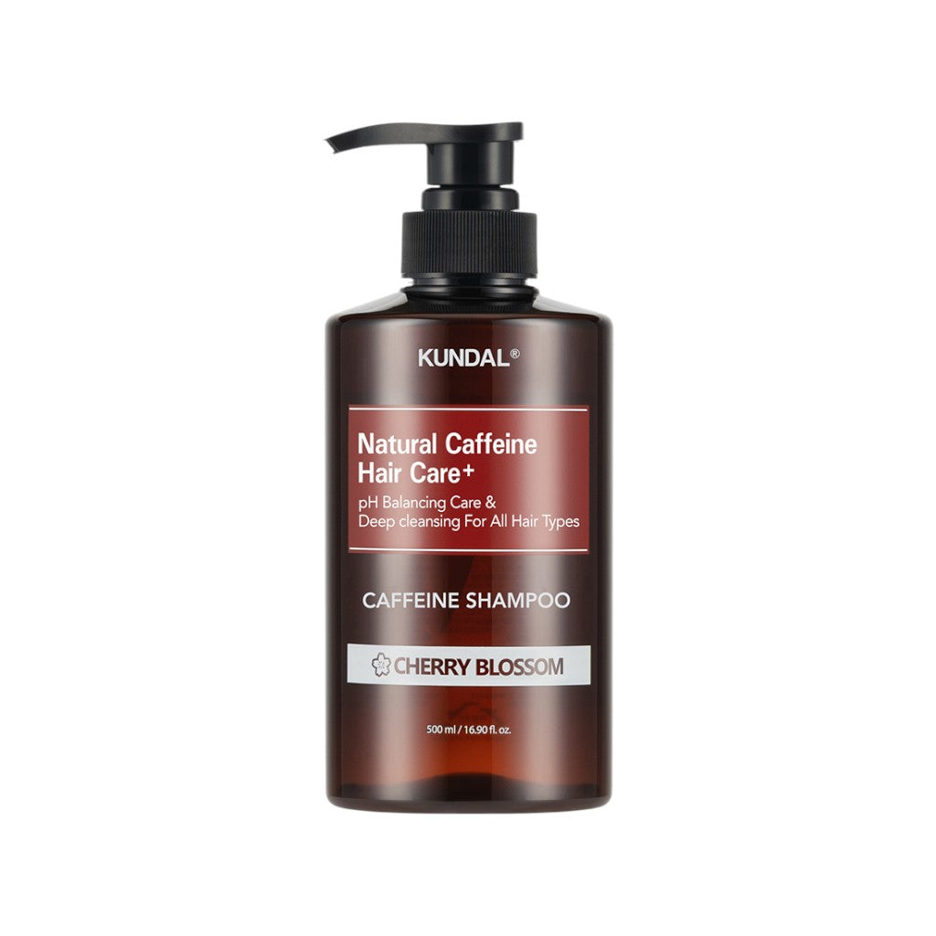 KUNDAL NATURAL CAFFEINE HAIR CARE+ Reinigendes Shampoo für zu Haarausfall neigendes Haar, Kirschblüte 500 ml