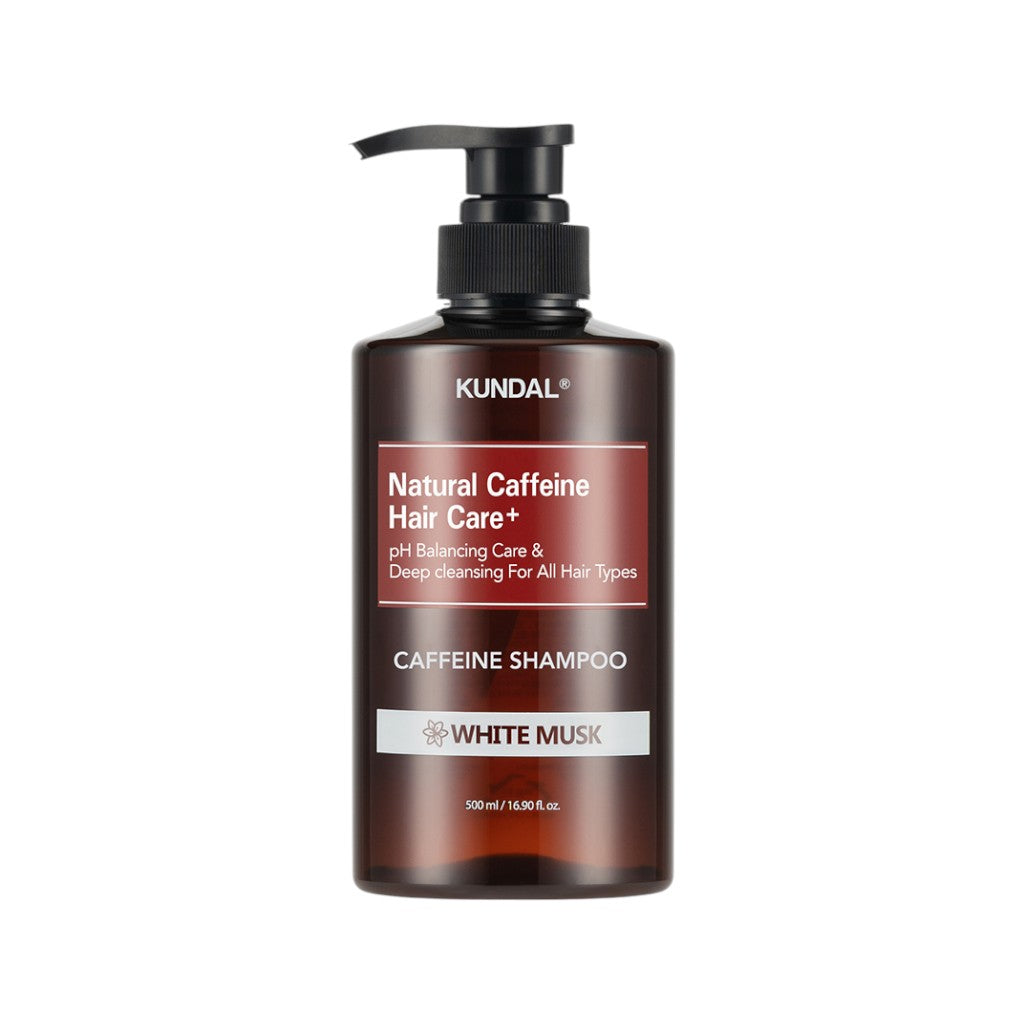 KUNDAL NATURAL CAFFEINE HAIR CARE+ Reinigungsshampoo für zu Haarausfall neigendes Haar, White Moschus 500 ml