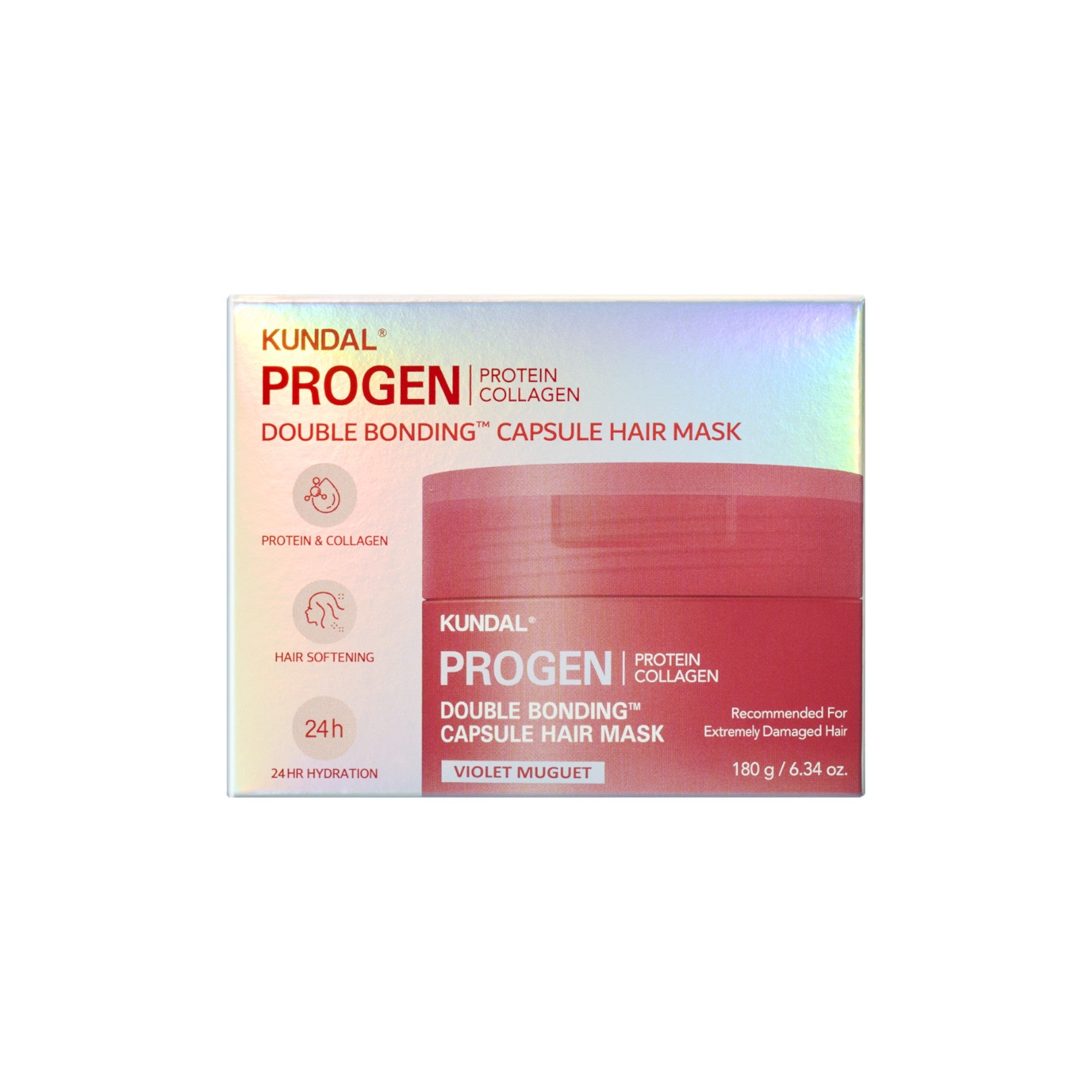 KUNDAL PROGEN DOUBLE BONDING CAPSULE Intensiv regenerierende Maske, die die Haarbindungen wiederherstellt Violet Muguet 180 g #2