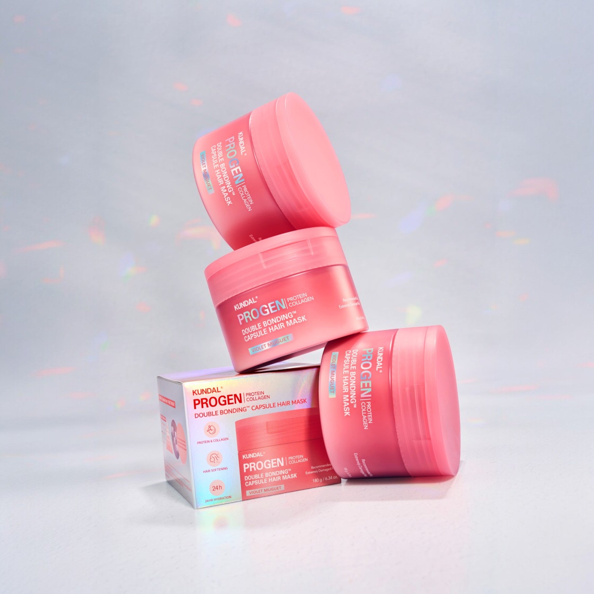 KUNDAL PROGEN DOUBLE BONDING CAPSULE Intensiv regenerierende Maske, die die Haarbindungen wiederherstellt Violet Muguet 180 g #3