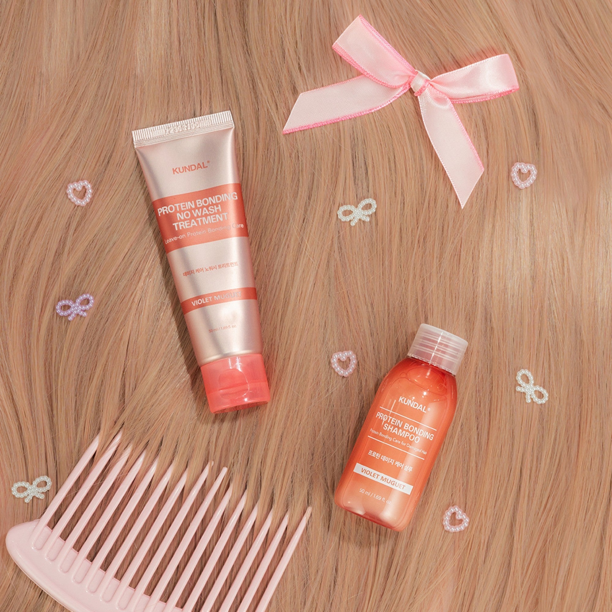 KUNDAL PROTEIN BONDING NO WASH Intensiv stärkende Behandlung ohne Ausspülen Violet Muguet 50 ml #3