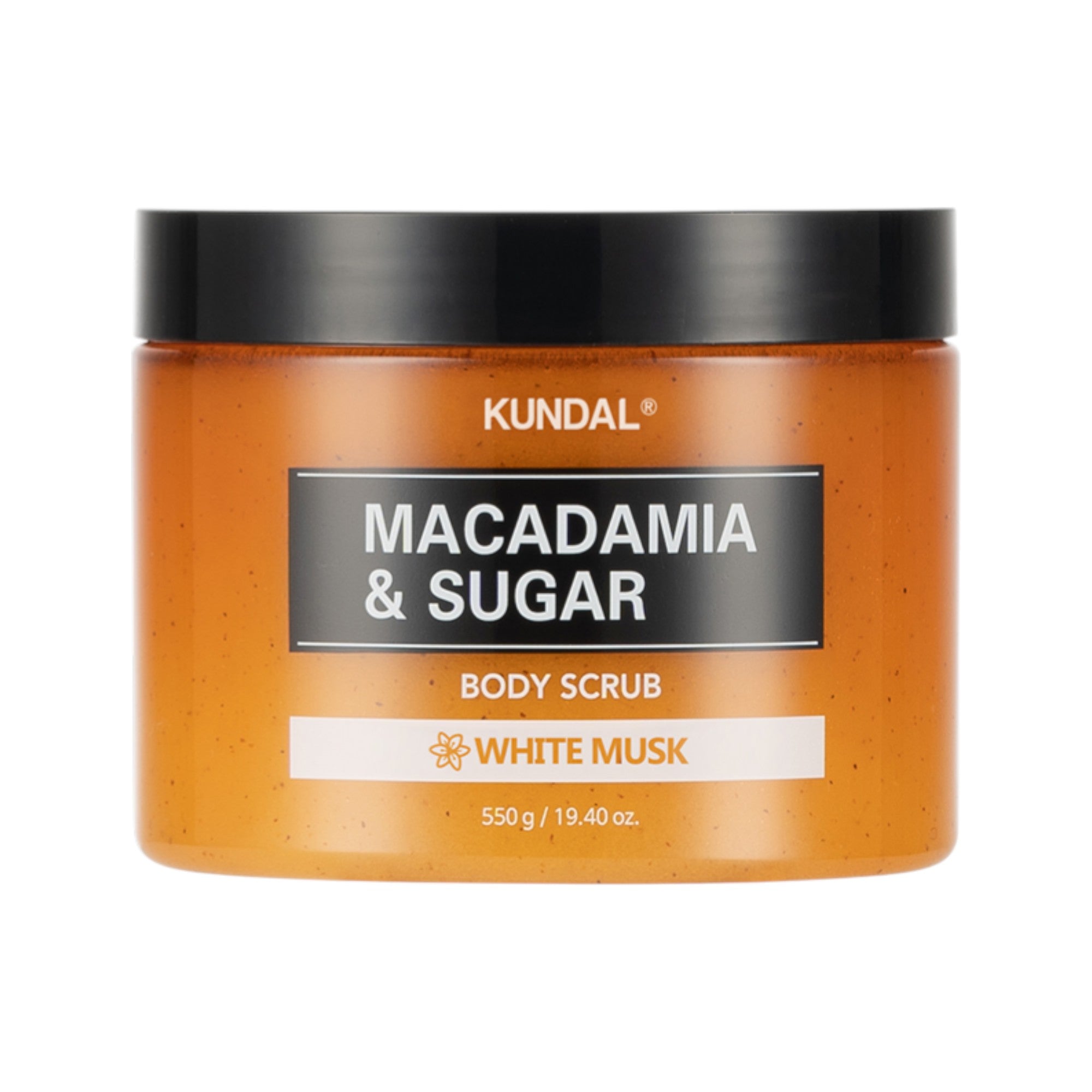 KUNDAL MACADAMIA & SUGAR BODY SCRUB Körperpeeling mit weißem Moschus und Zucker, 550 g