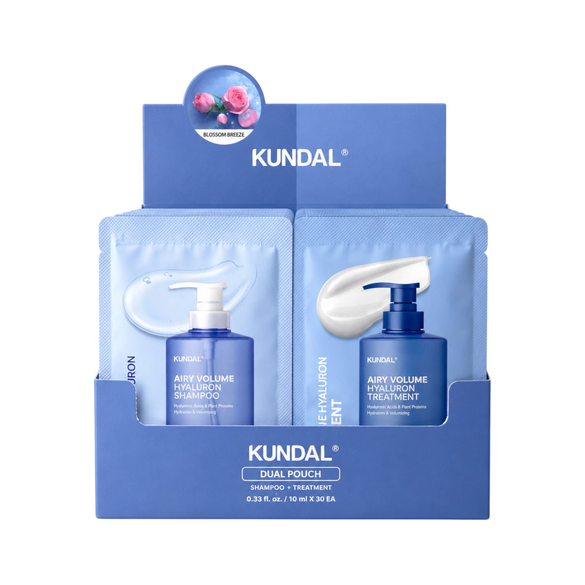 KUNDAL AIRY VOLUME Blossom Breeze voluminöses Haarpflegebeutel-Set 2 x 10 ml