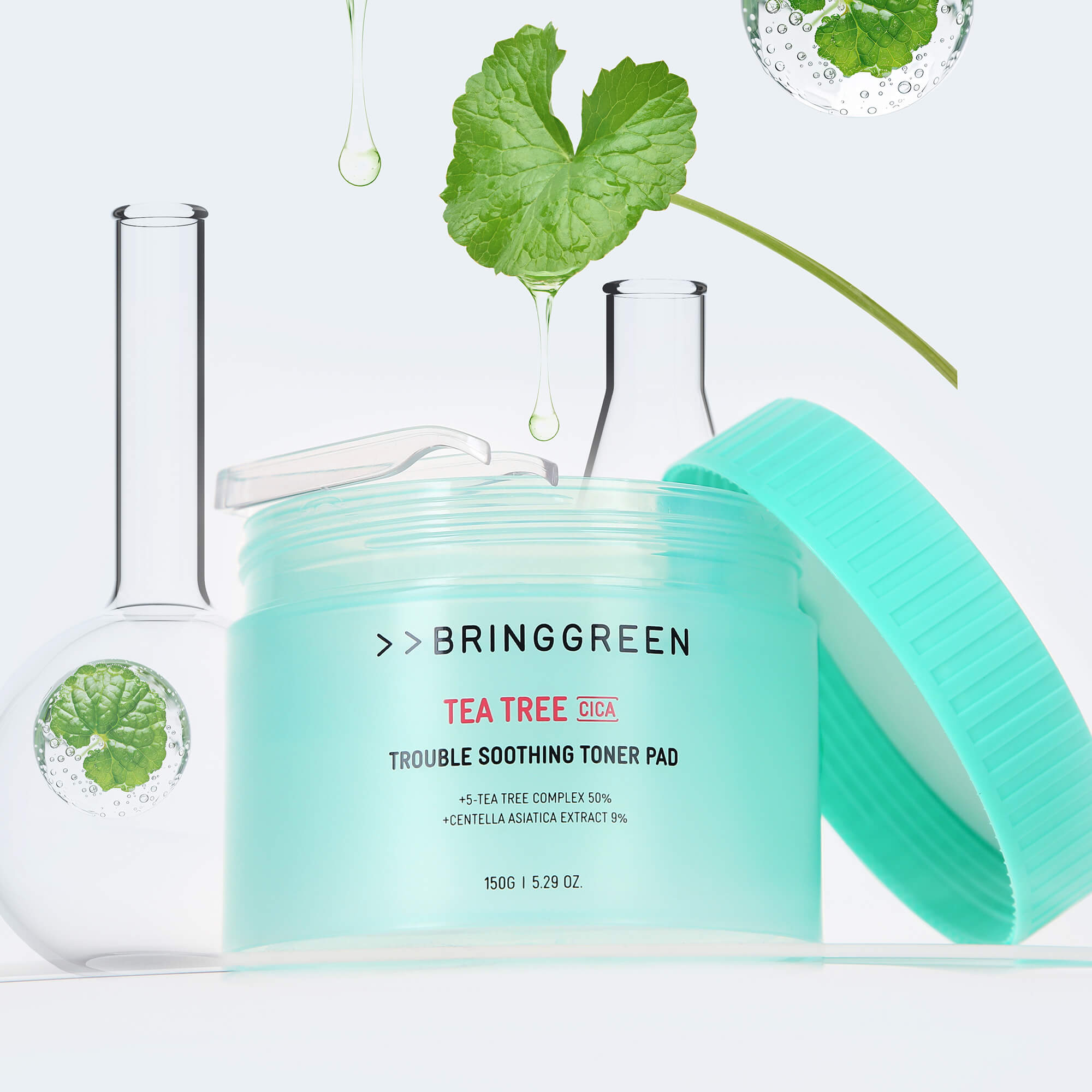 BRINGGREEN Tea Tree Cica Trouble Soothing Toner Pad – Kojące płatki tonizujące z drzewem herbacianym i cica, 90 szt. #4