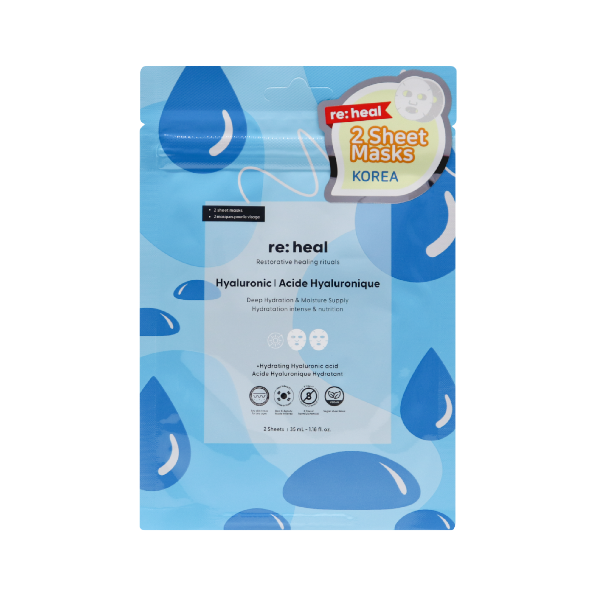 RE:HEAL maska – intenzivní hydratace 35 ml (2 ks)