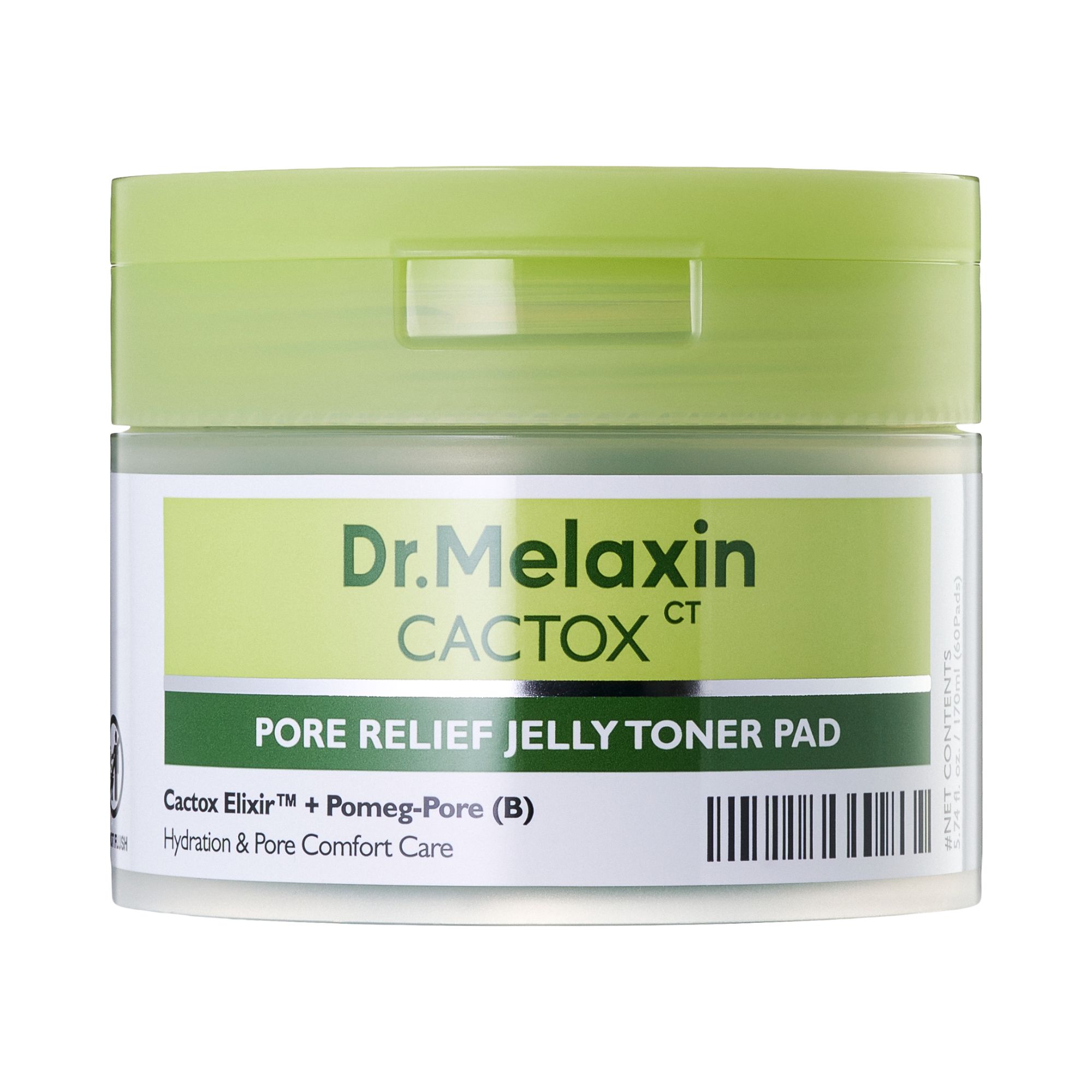 DR.MELAXIN CACTOXCT PORE RELFIEF JELLY TONER PAD Beruhigende Tönungspads für das Gesicht 60 Stück / 170 ml