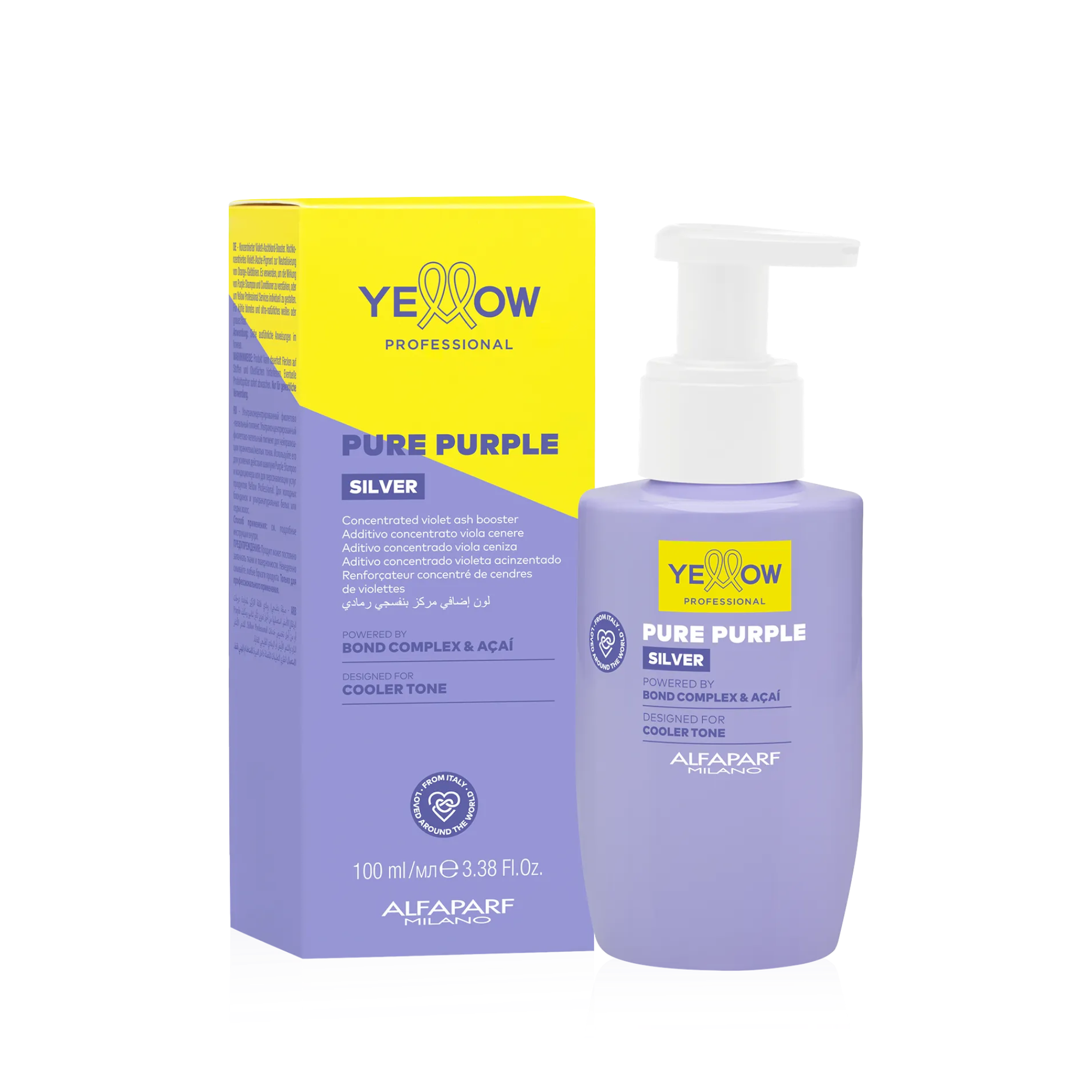YELLOW PROFESSIONAL SILVER PURE PURPLE Konzentrierter Lila-Booster, der Gelb- und Orangetöne neutralisiert, 100 ml