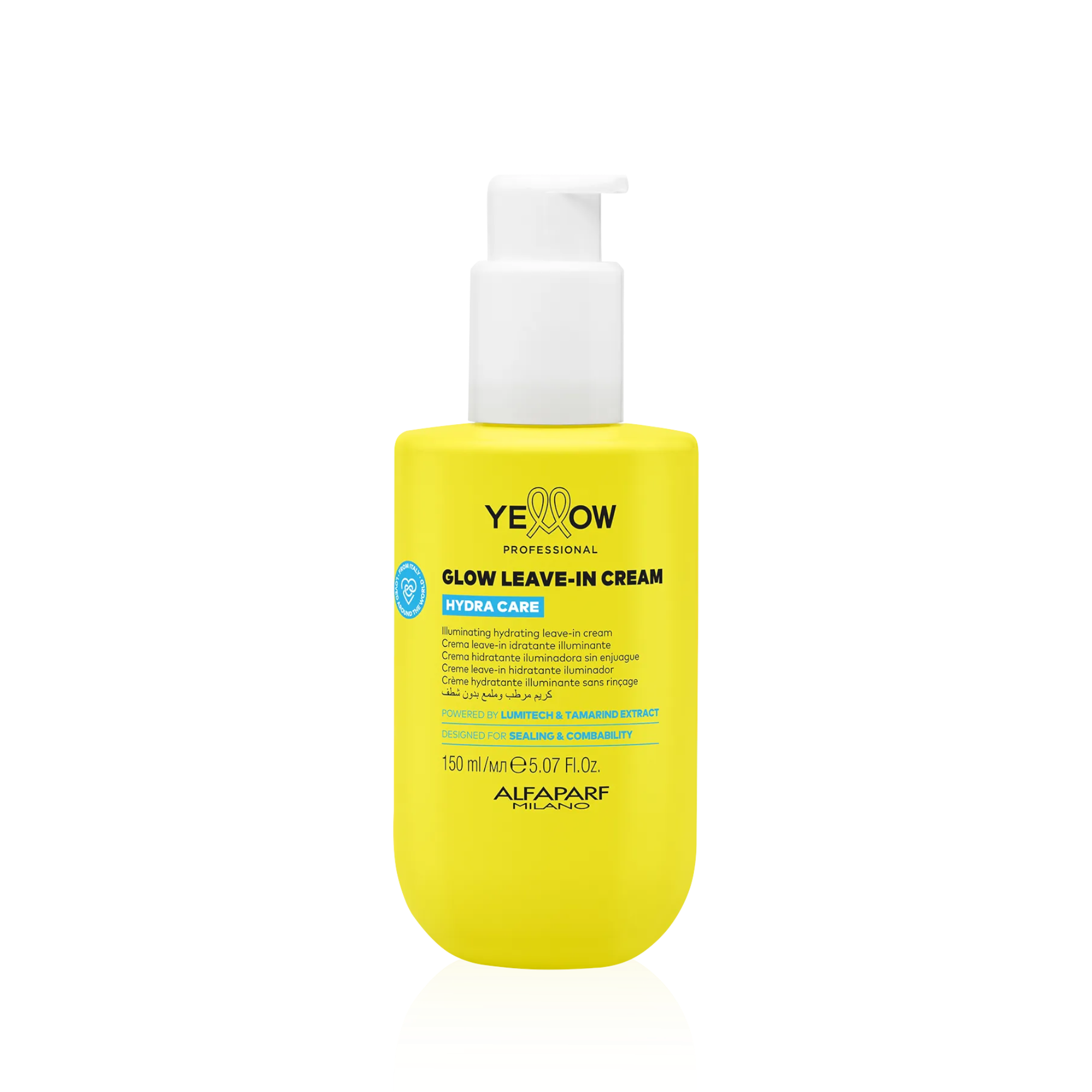 YELLOW PROFESSIONAL GLOW CREAM HYDRA CARE Feuchtigkeitsspendende Leave-in-Creme, die allen Haartypen Glanz und Wärmeschutz verleiht, 150 ml