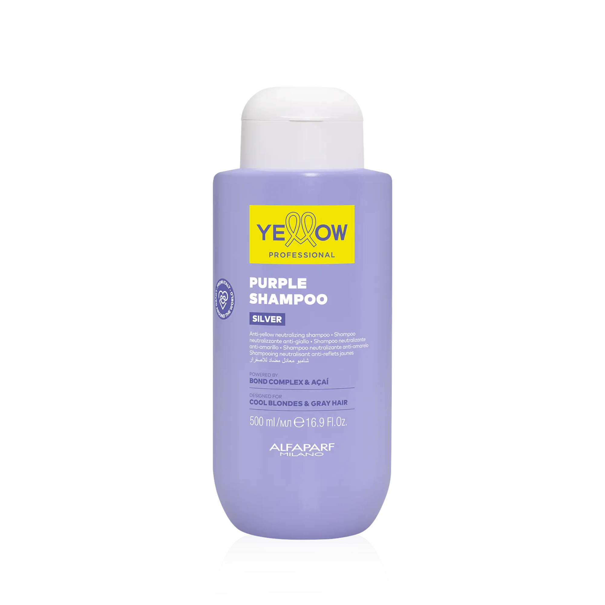 YELLOW PROFESSIONAL SILVER PURPLE SHAMPOO Shampoo neutralisiert Gelbtöne für blondes und graues Haar 500 ml