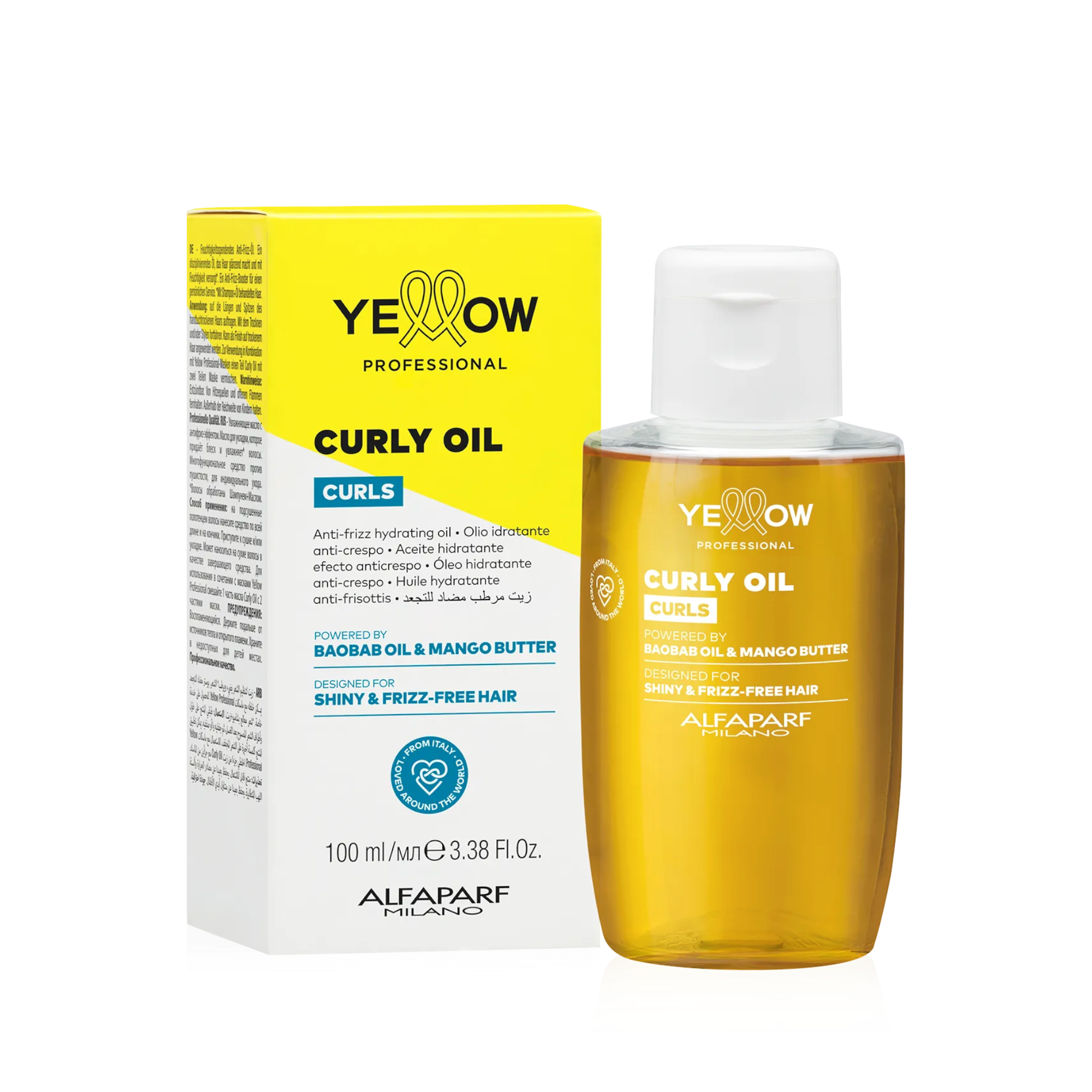 YELLOW PROFESSIONAL CURLY MASK CURLS Feuchtigkeitsspendendes Öl für welliges, lockiges und Afro-Haar 100 ml