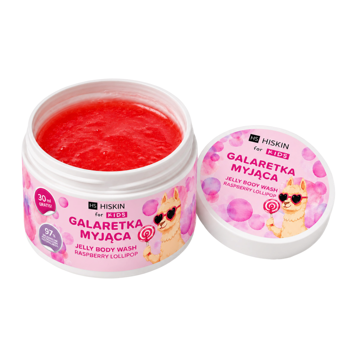 HISKIN FOR KIDS Galaretka myjąca, Raspberry Lollipop 180 ml #2
