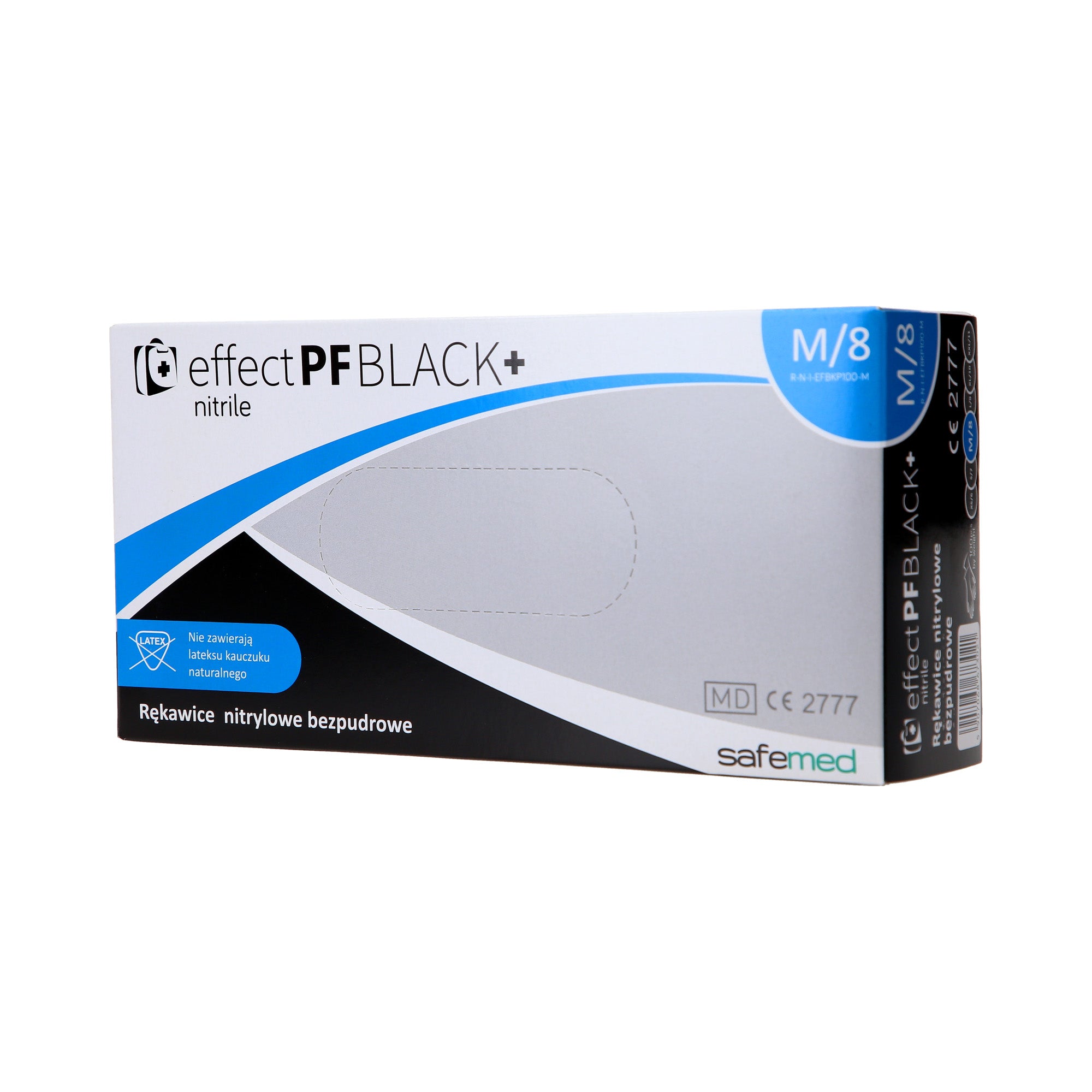 SAFEMED EFFECT PF Rękawiczki jednorazowe nitrylowe bezpudrowe Black + M 100 szt.