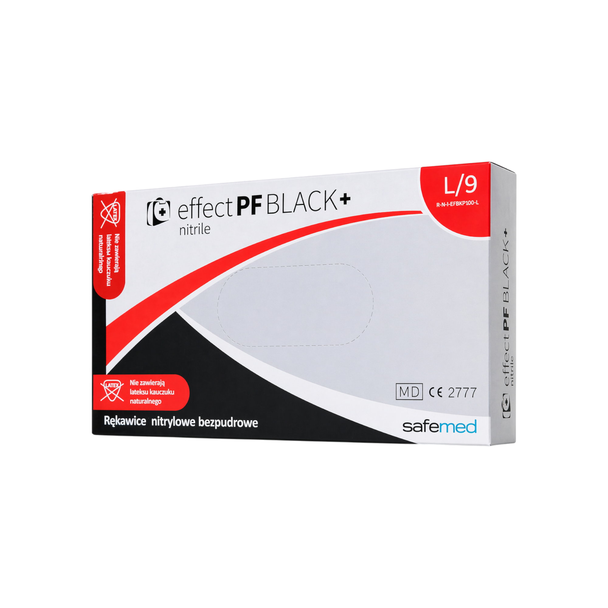 SAFEMED EFFECT PF Jednorázové nitrilové rukavice bez pudru Black + L 100 ks.