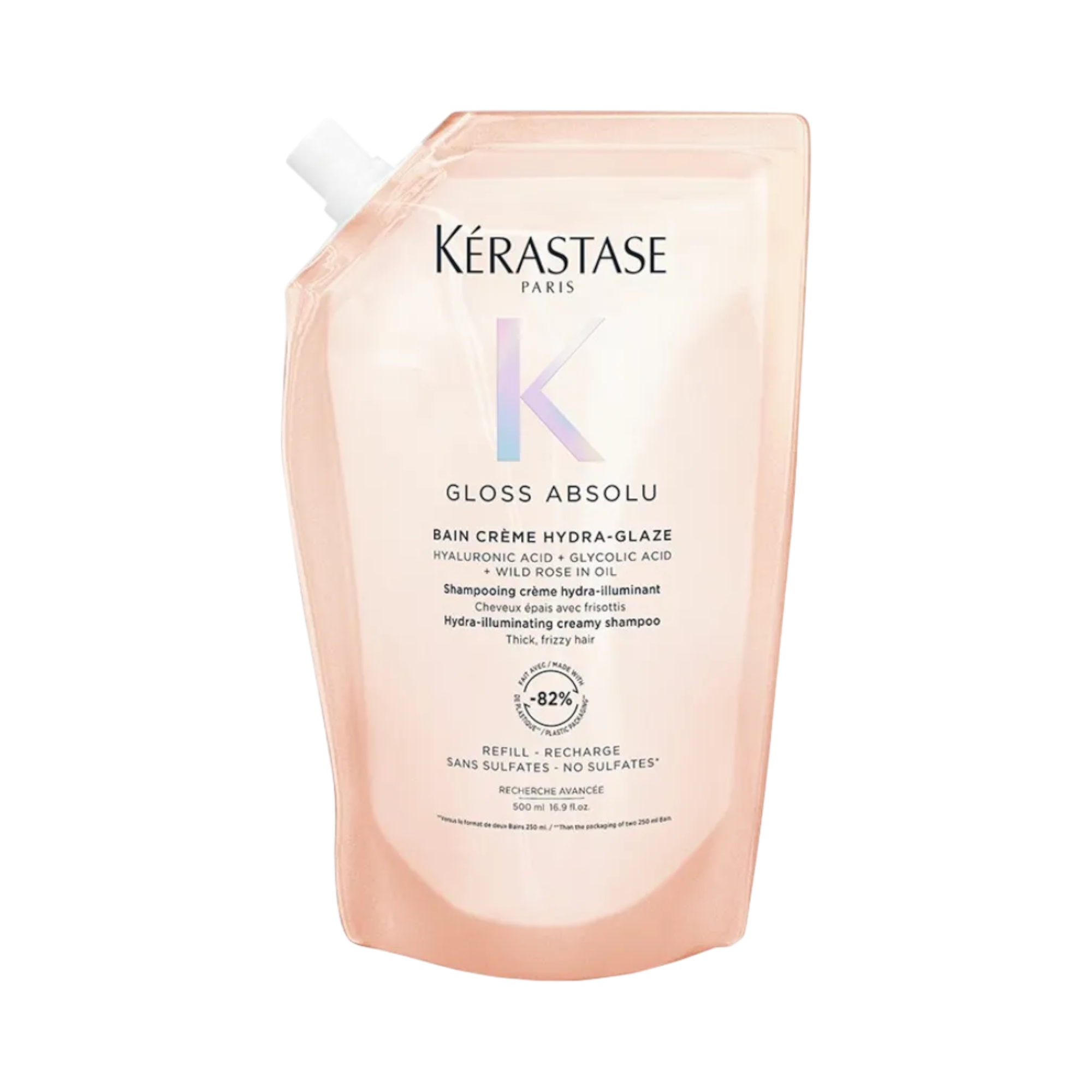 KÉRASTASE GLOSS ABSOLU BAIN HYDRA GLAZE REFILL Nabłyszczająco - wygładzający szampon do włosów 500 ml