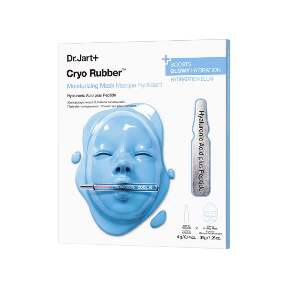 DR. JART+ CRYO RUBBER MOISTURISING HYDROGEL MASK Intensiv feuchtigkeitsspendende Hydrogelmaske mit Hyaluronsäure 4 g + 40 g