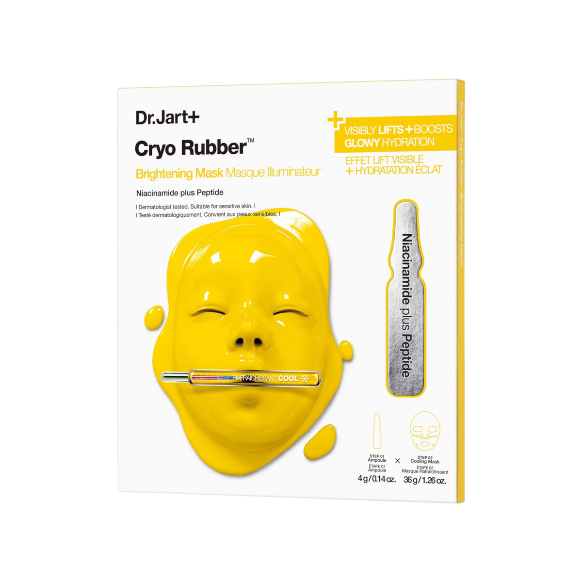 DR. JART+ CRYO RUBBER BRIGHTENING HYDROGEL MASK Aufhellende Hydrogelmaske mit Niacinamid 4 g + 40 g