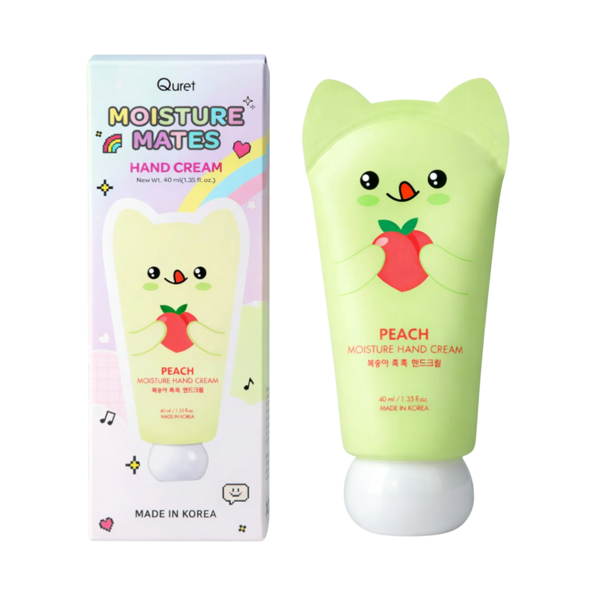 QURET Feuchtigkeitsspendende Handcreme mit Hyaluronsäure, Pfirsich 40 ml