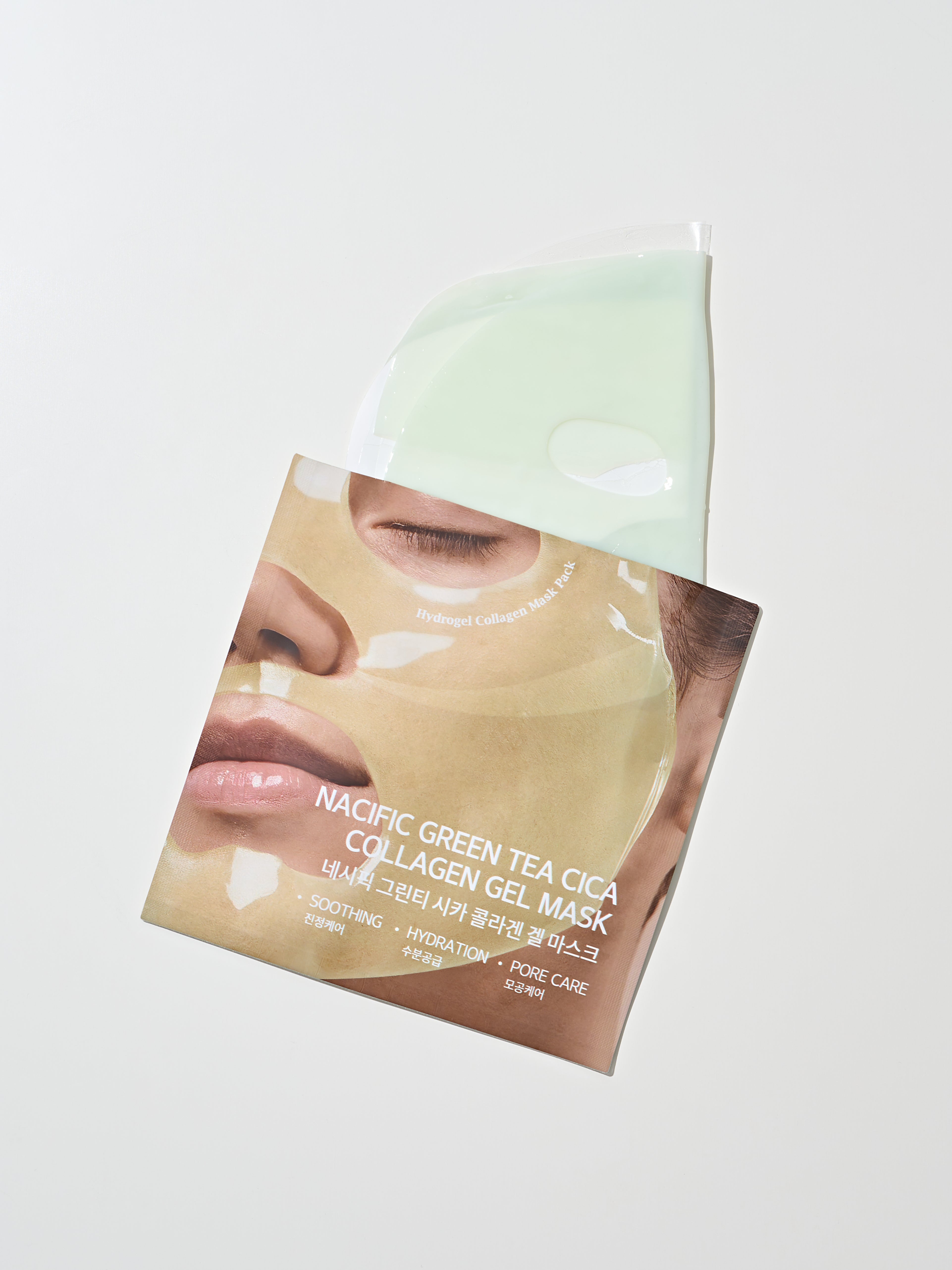 NACIFIC GREEN TEA Cica Collagen Gel Mask – beruhigende und feuchtigkeitsspendende Hydrogel-Gesichtsmaske (4 × 35 g) #2