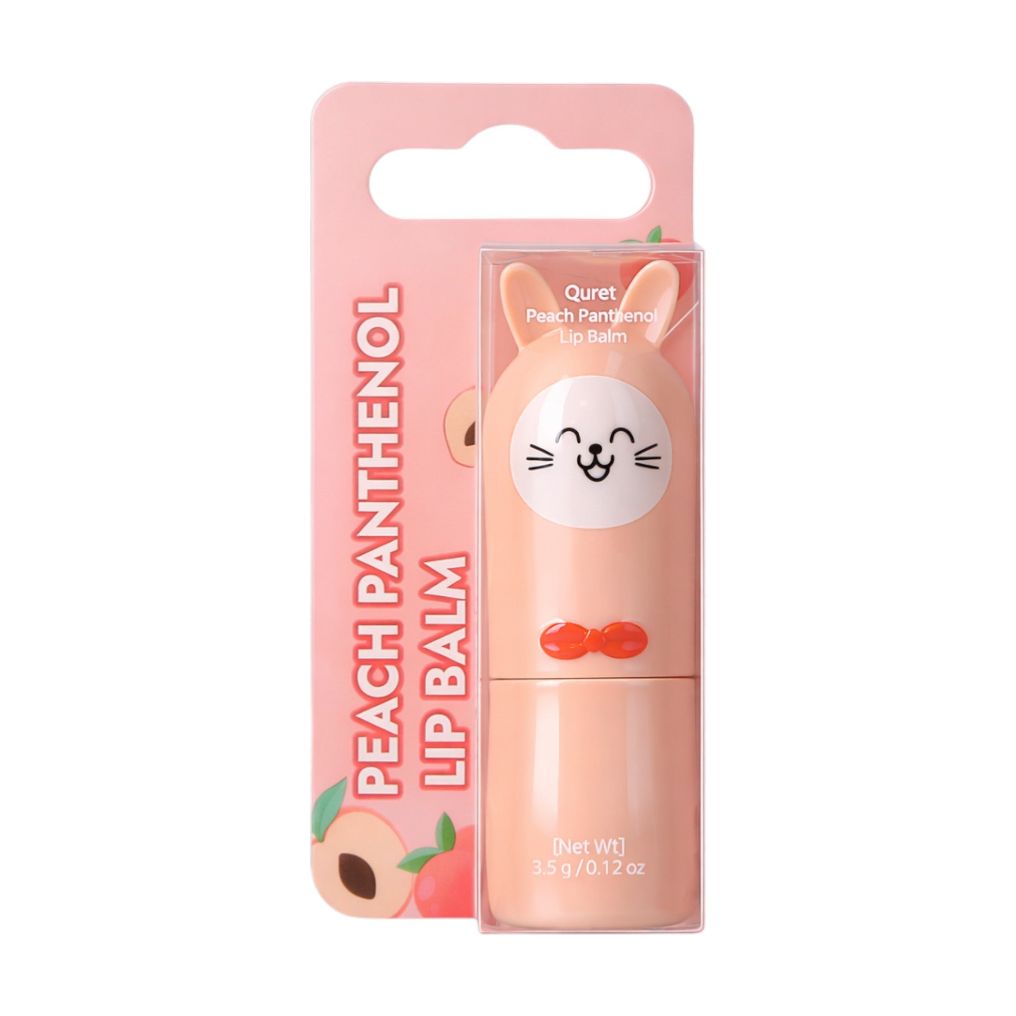 QURET Feuchtigkeitsspendender Lippenbalsam mit Panthenol, Pfirsich 3,5 g