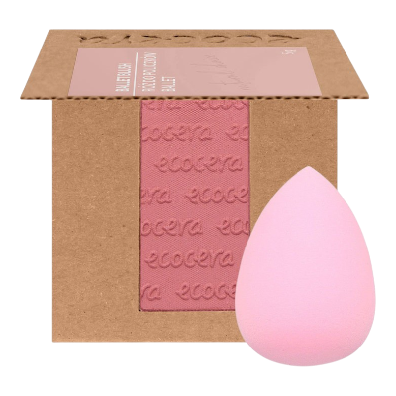 ECOCERA NATURAL CHOICE Rouge, Tango 5 g + MIMO Make-up-Schwamm, Regentropfen, Hellrosa