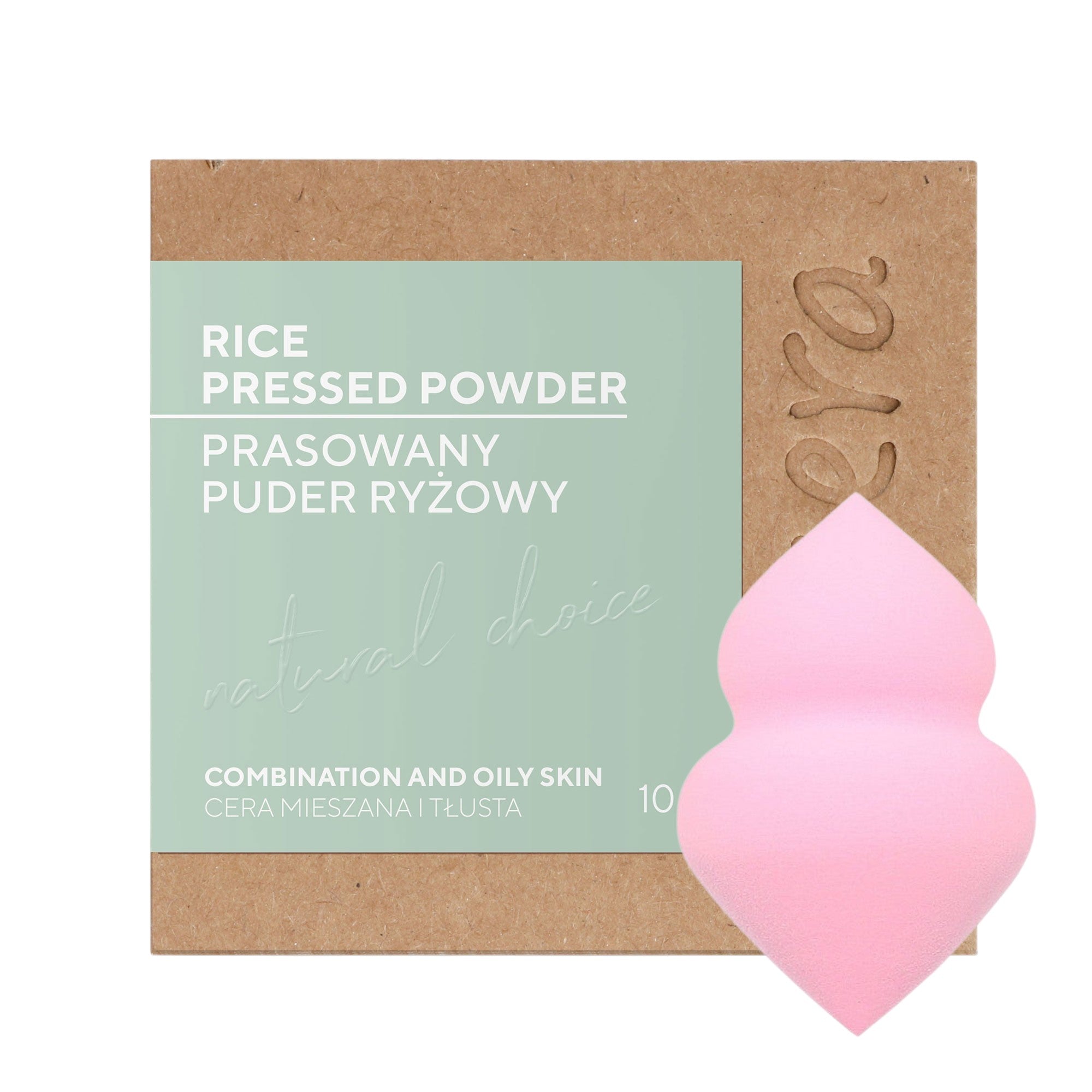 ECOCERA NATURAL CHOICE Gepresstes Reispulver 10 g + MIMO Make-up-Schwamm mit zwei Enden, Hellrosa