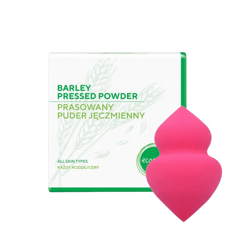 ECOCERA Gepresstes Gerstenpulver 10 g + MIMO Make-up-Schwamm mit zwei Enden, Pink