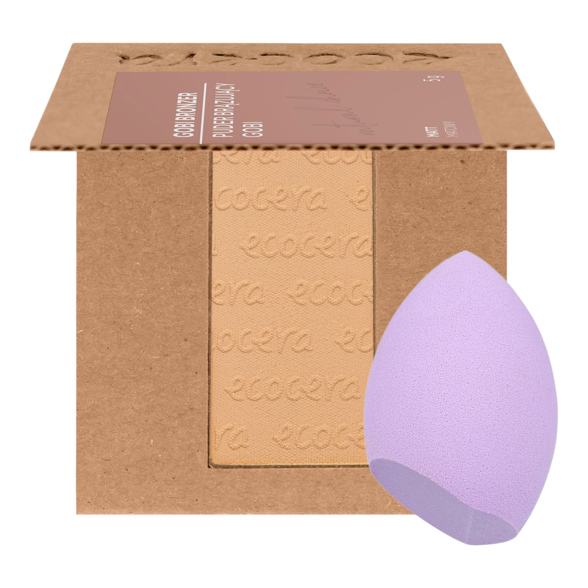 ECOCERA NATURAL CHOICE Bronzing-Puder, Gobi 5 g + MIMO Make-up-Schwamm, Olivenschnitt, Hellviolett
