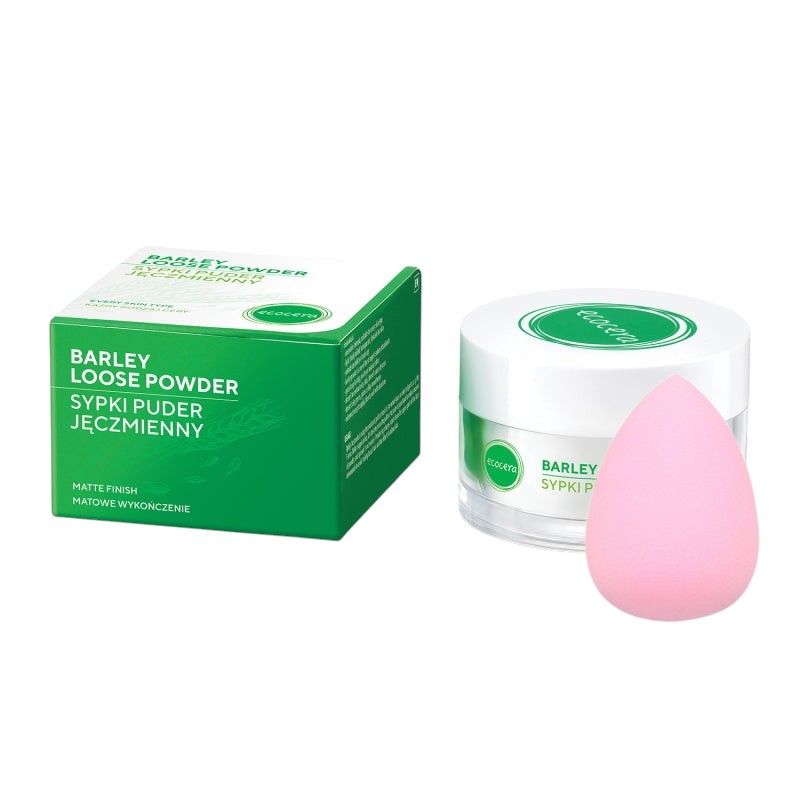 ECOCERA Loses Gerstenpulver 15 g + MIMO Make-up-Schwamm, Regentropfen, Hellrosa
