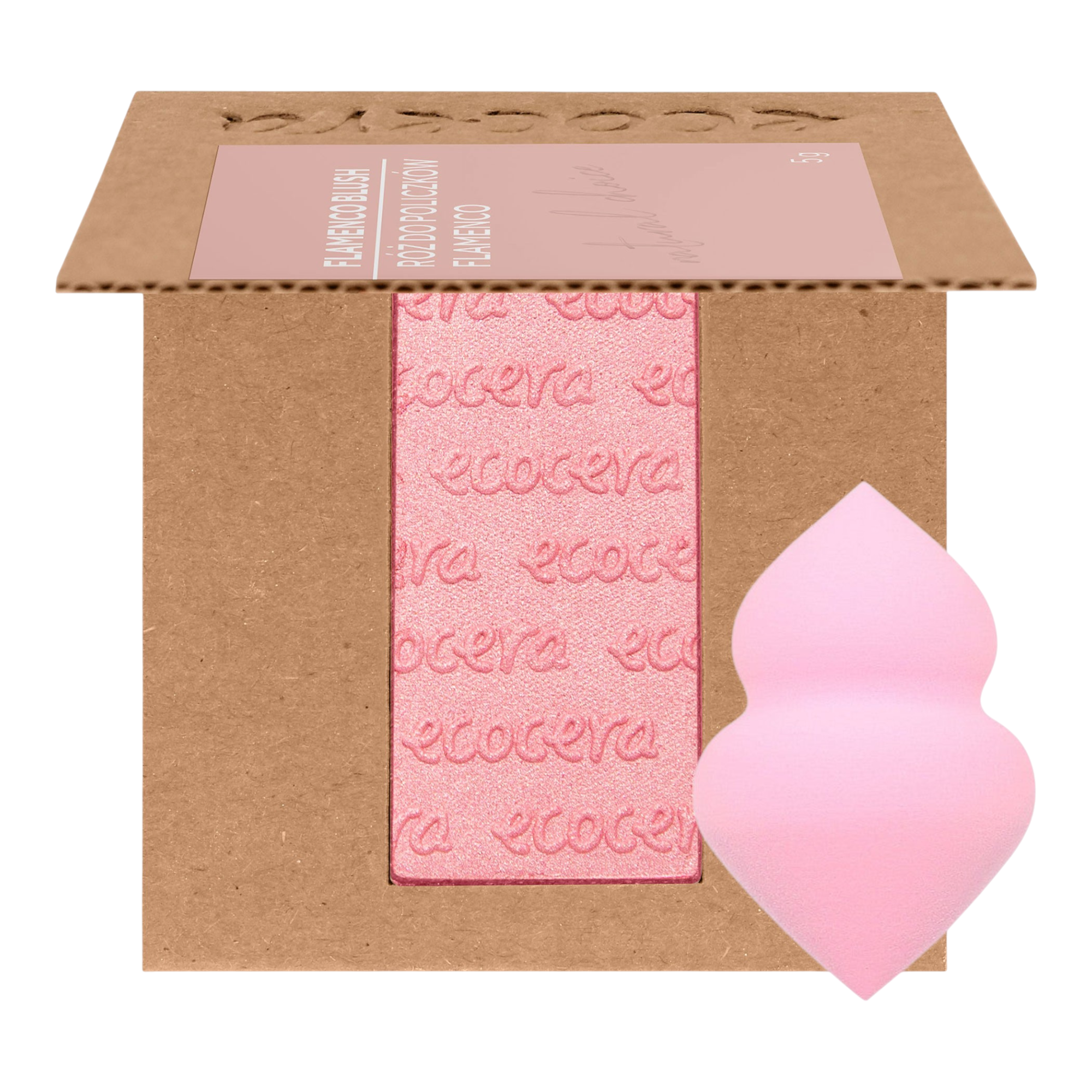 ECOCERA NATURAL CHOICE Rouge, Flamenco 5 g + MIMO Make-up-Schwamm mit zwei Enden, Hellrosa