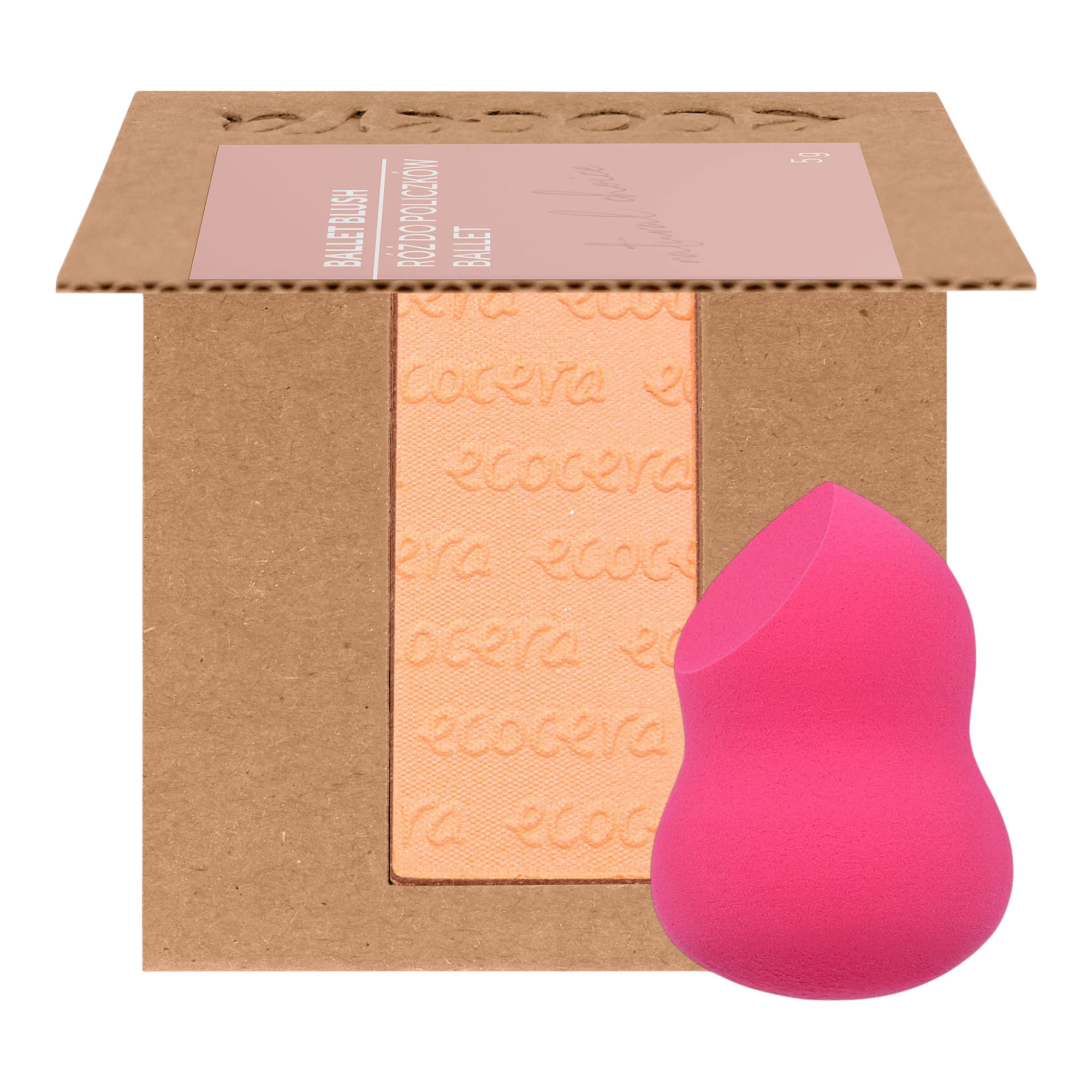 ECOCERA NATURAL CHOICE Rouge, Mambo 5 g + MIMO Make-up-Schwamm, Pink