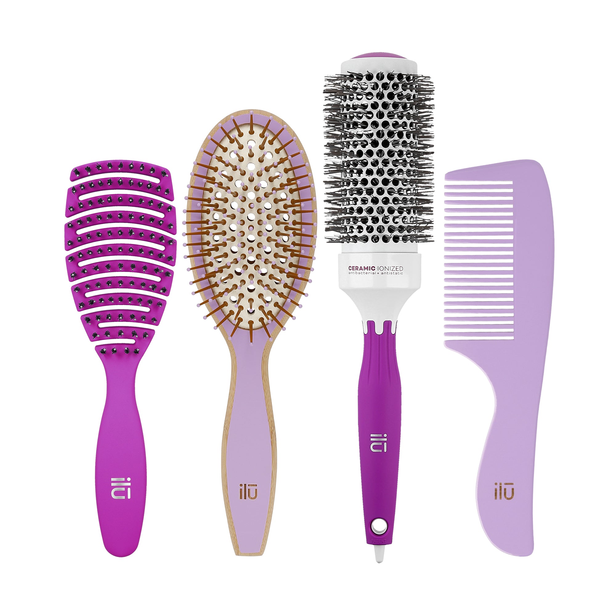 ilū Set mit drei Haarbürsten + Kamm