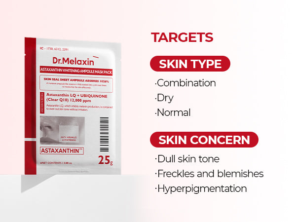 DR.MELAXIN ASTAXANTHIN BRIGHTENING AMPOULE MASK Rozjaśniające maseczki w płachcie z astaksantyną 5x25 ml #5