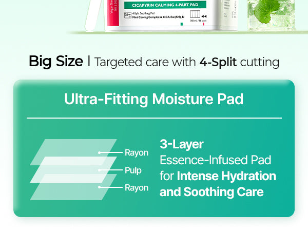 DR.MELAXIN CICAPYRIN CALMING PAD 4-PARTS Disques apaisants pour le visage avec complexe rafraîchissant 80 pièces (340 ml) #6